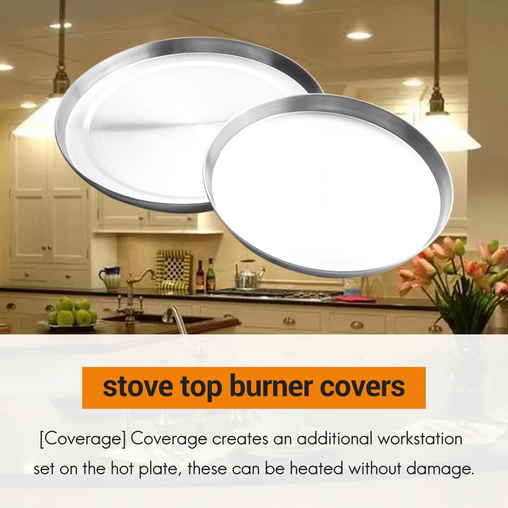 4Pcs Stainless Steel Hob Covers Stove Plate Top Cooker Protector Kit Set Utensils 17/21CM Kitchen Accessories – Durable Stainless Steel Construction with Functional, Easy-Use Details