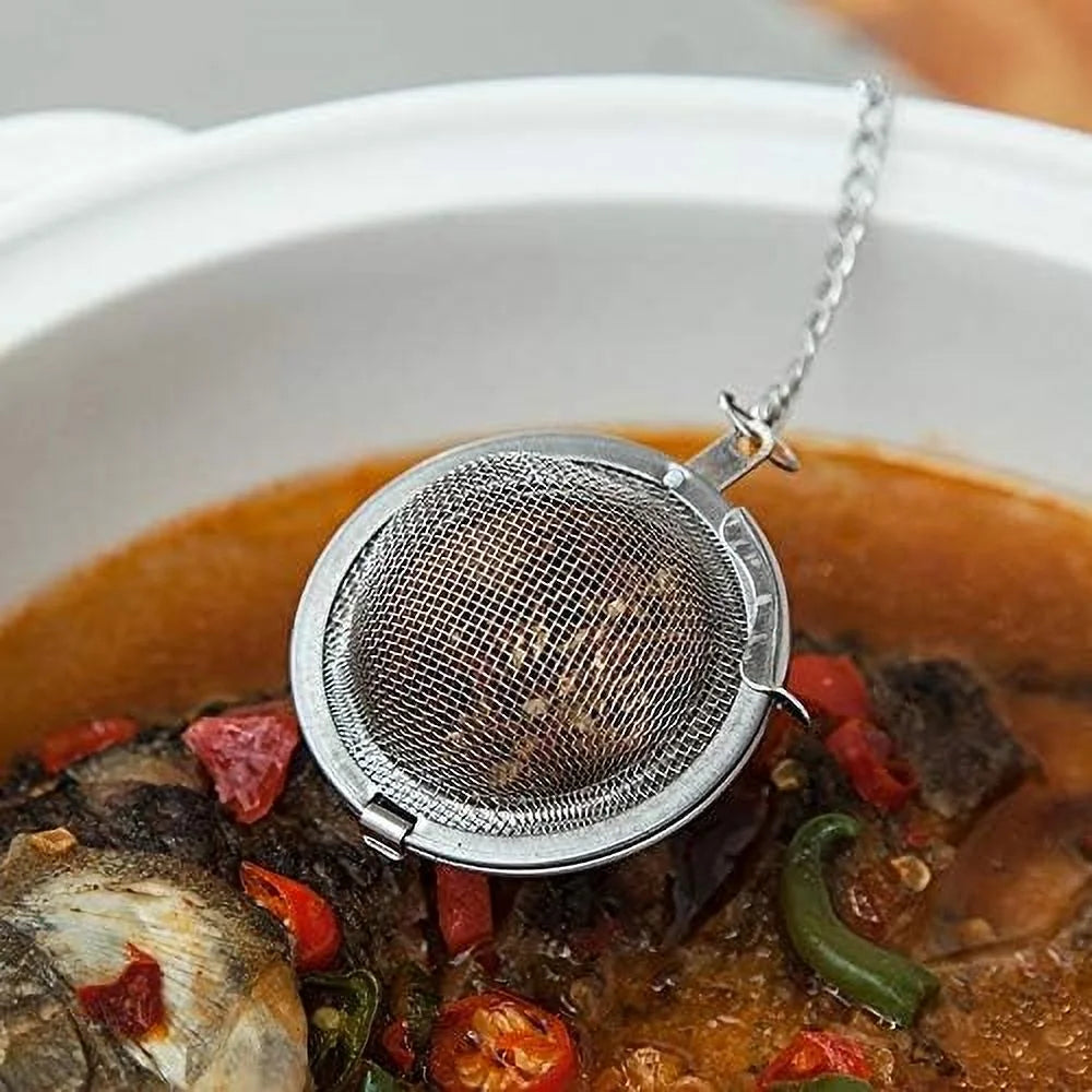 3pcs Stainless steel fine mesh seasoning ball kitchen soup spice stew filter kitchen tool metal tea bag tea ball (3pcs Round Shape),Silver,5cm/6cm/7cm – Durable Stainless Steel Construction with Functional, Easy-Use Details