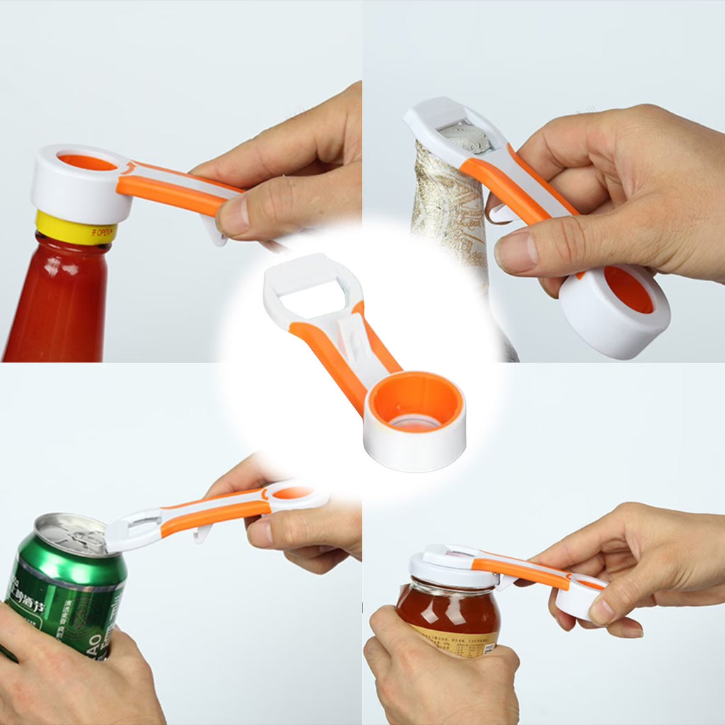 Hiroekza Jar Opener 4-in-1 Grip Bottle Opener Jar Opener - Easily Opens Twists Caps Bottle Caps Canning Lids And Can Tabs Kitchen Gadgets Clearance – Convenient Drink Preparation with Functional, Easy-Use Details