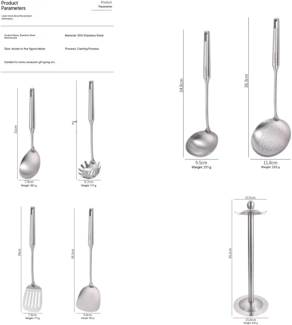 Well-crafted 7-Piece Gold Kitchen Utensil Set with Stand Stainless Steel Cooking Tools- Dishwasher Suitable Ladle Spoon Spatula Pasta Fork Luxury Brass Kitchen Accessories for Home – Durable Stainless Steel Construction with Functional, Easy-Use Details