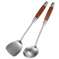 Stainless Steel for Carbon Steel Stainless Steel Wok Metal Wok Tools Set Wooden Handle Soup Ladle – Convenient Carry Handles with Functional, Easy-Use Details