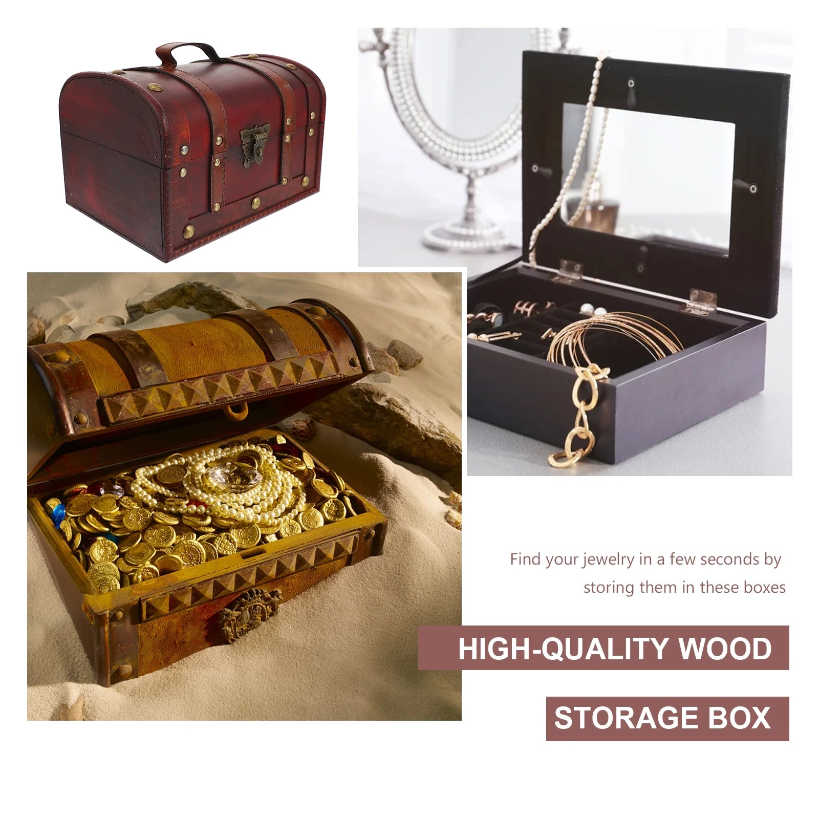 Vintage Storage Container Antique Decorative Boxes with Lids Travel – Secure Lid Design with Functional, Easy-Use Details