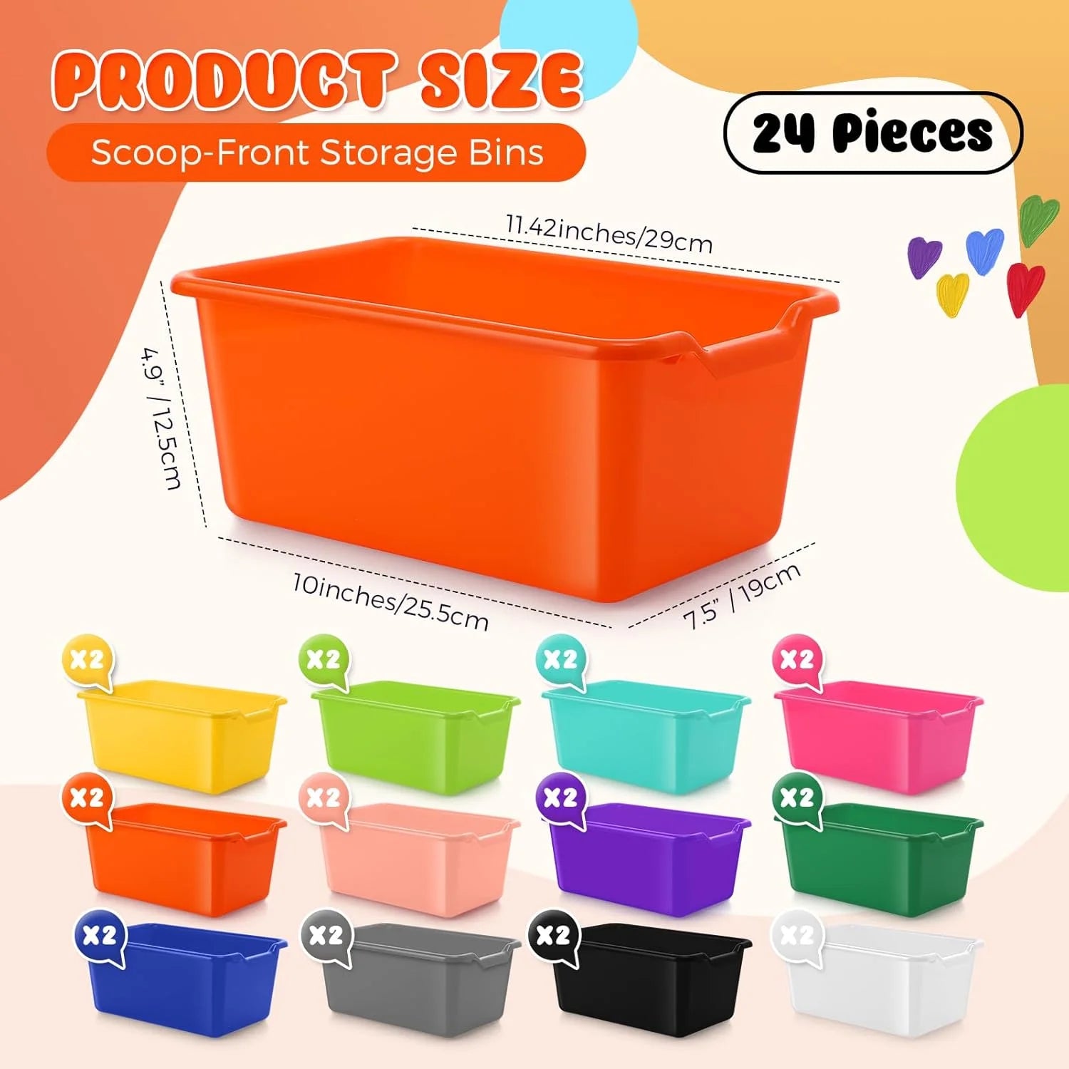 24 Pcs Plastic Cubby Bins Classroom Cubby Organization Book Bins for Classroom Bulk Toy Storage Baskets Stackable Assorted Colors Storage Containers for Home Office School Nursery Playroom – Stackable Organization with Functional, Easy-Use Details