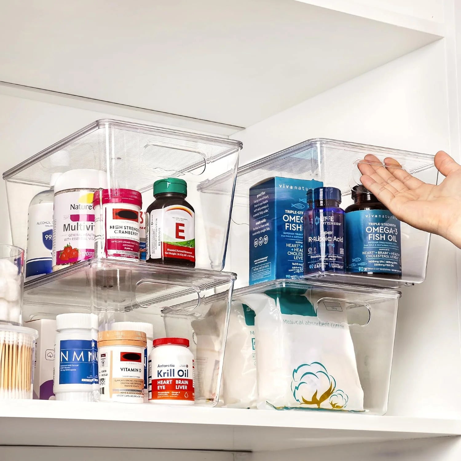 Clear Stackable Storage Bins with Lids Large Plastic Containers with Handle for Pantry Organizer and Storage,Suitable for Bathroom,Cabinet,Kitchen,Fridge,Closet Organization – Stackable Organization with Functional, Easy-Use Details