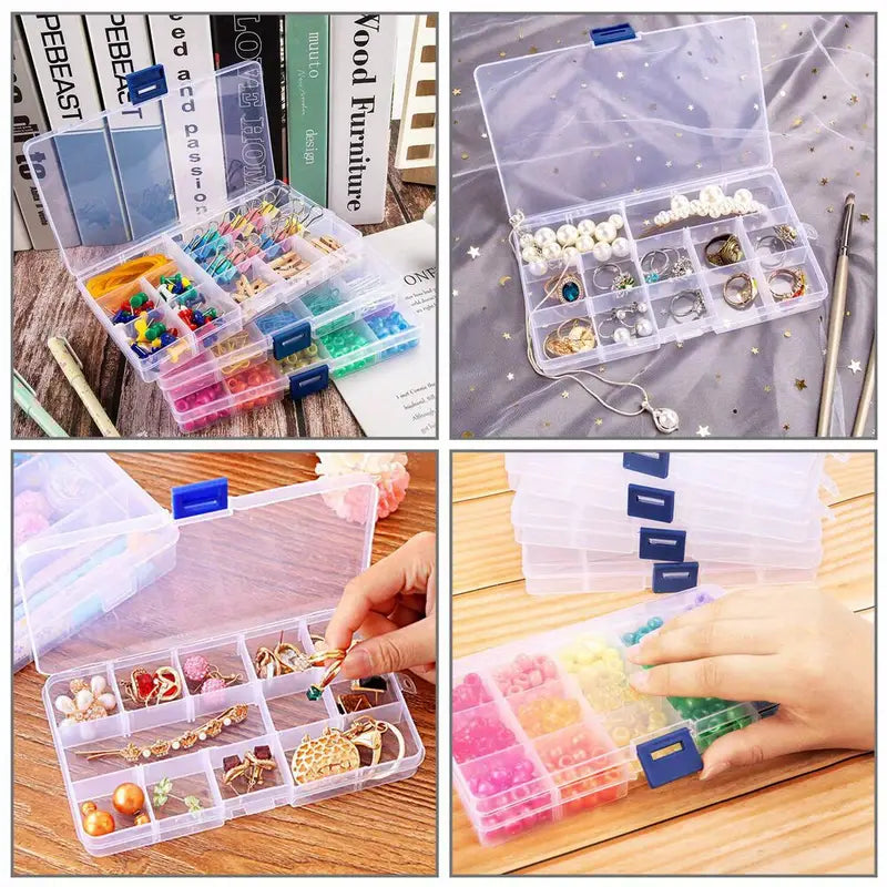 [Clear Jewelry Box] 6pcs Clear Jewelry Box | Plastic Bead Storage Craft Container Earrings Organizer – Clear-View Organization with Functional, Easy-Use Details