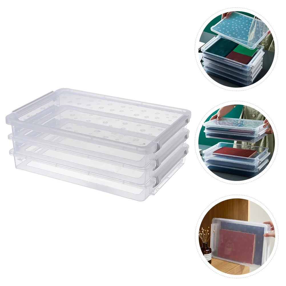 2pcs Multilayers Transparent Storage Box Clear Plastic Document Paper Filling Case – Clear-View Organization with Functional, Easy-Use Details