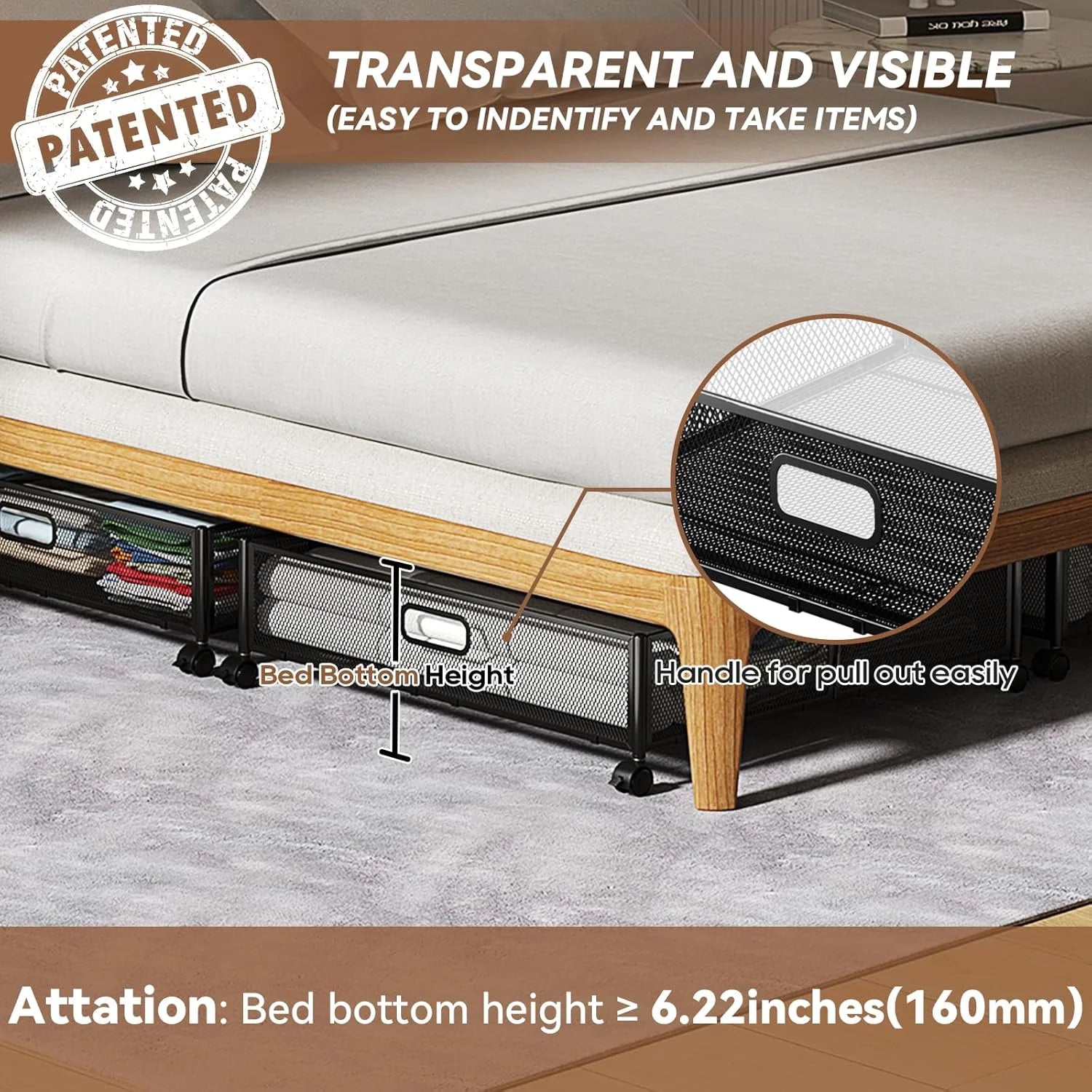 Under Bed Storage Containers with Wheels - Shoe Storage Organizer Drawer Tool-free Assembly Metal Underbed Storage for Bedroom Clothes Shoes Blankets - 2Pack – Everyday Household Format with Functional, Easy-Use Details