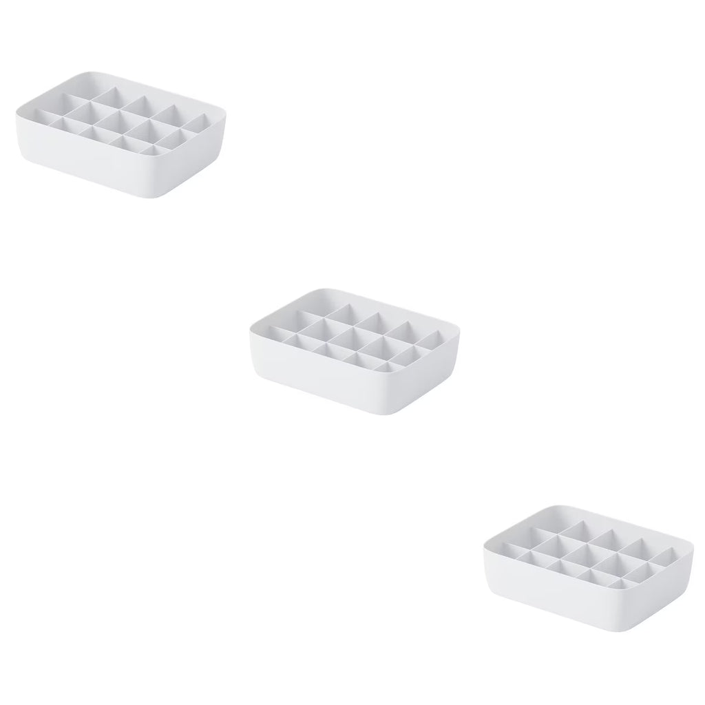 3pcs Underwear Storage Box Plastic Storage Basket Stackable Storage Container with 15-Compartment Divider for Bra Panties Socks(White) – Multiroom Organization Format with Functional, Easy-Use Details