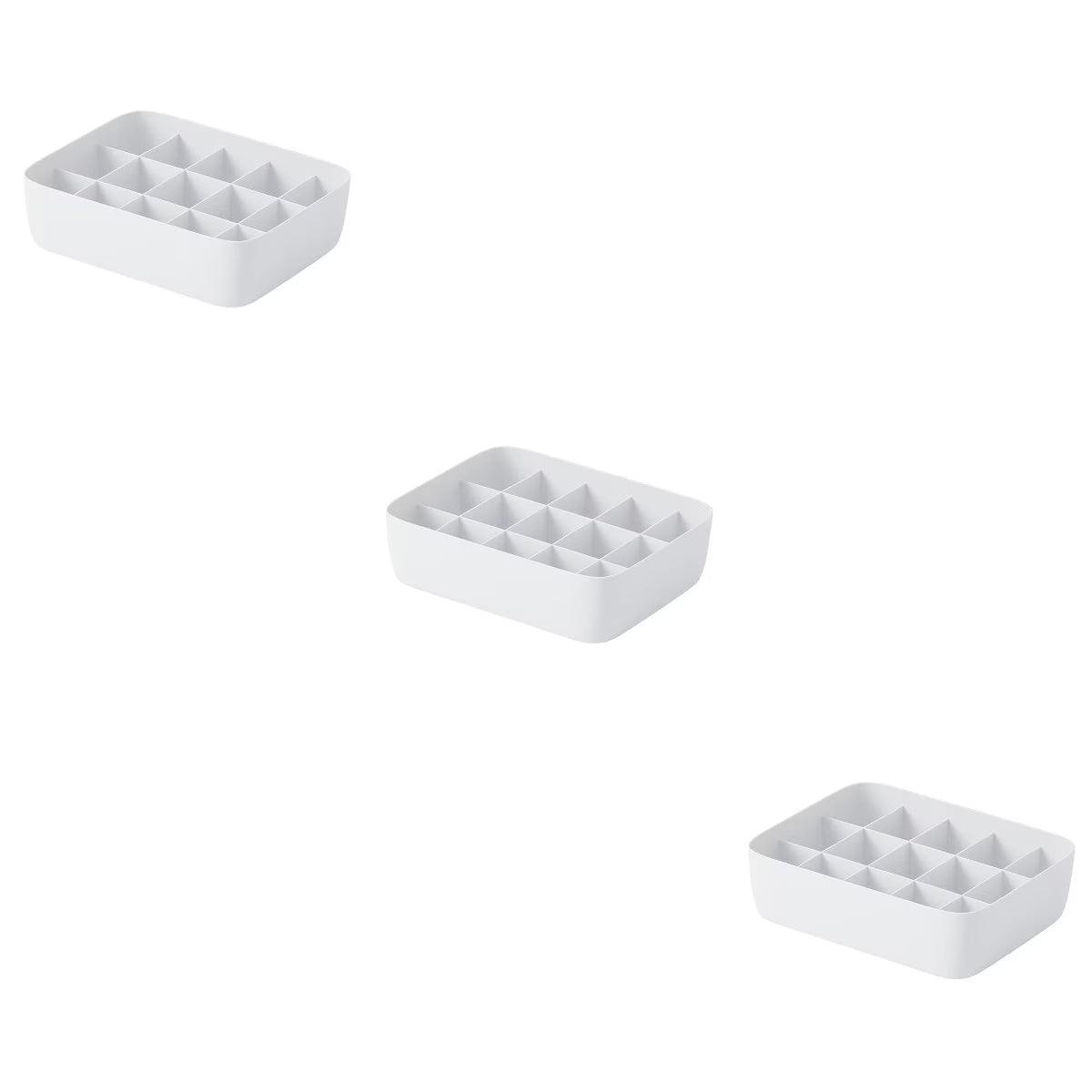3pcs Underwear Storage Box Plastic Storage Basket Stackable Storage Container with 15-Compartment Divider for Bra Panties Socks(White) – Multiroom Organization Format with Functional, Easy-Use Details