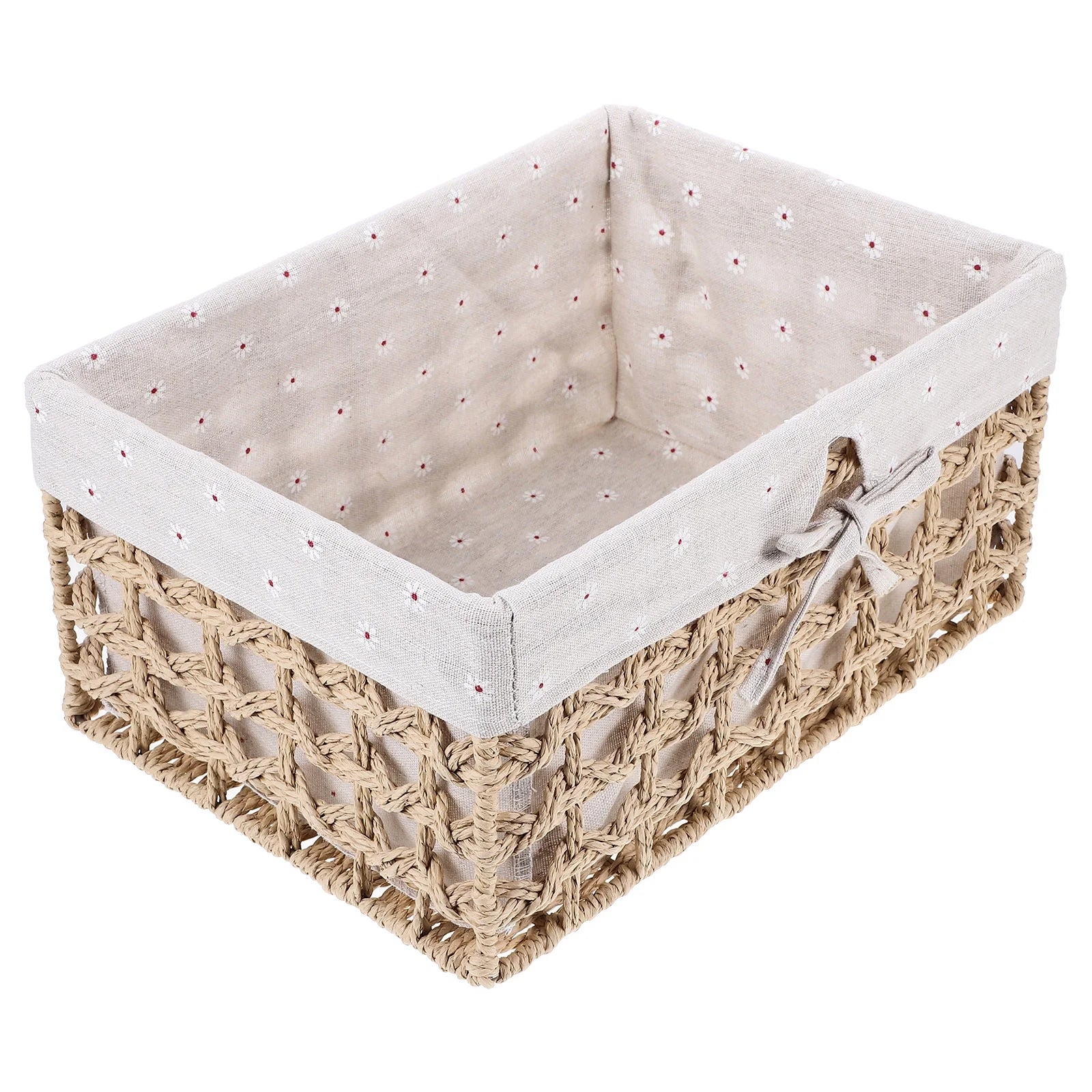 Rustic Storage Bins Grass Basket Cube Boxes with Lids Fabric Toy Sundries – Multiroom Organization Format with Functional, Easy-Use Details