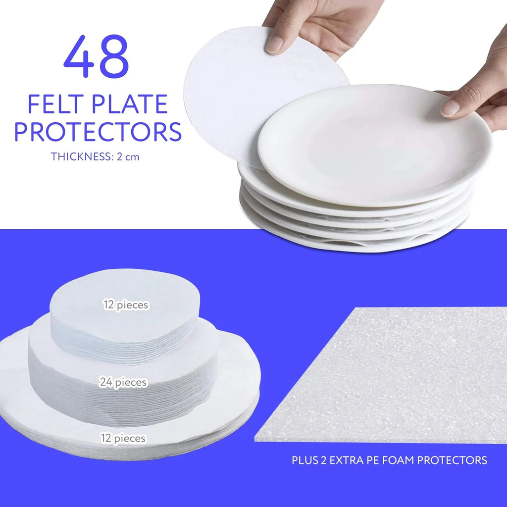 China Storage Containers - Quilted 6-Piece Set Storage Box- Stores Chinaware Stemware Dinnerware Dish Storage Service for 12 48 Pcs Felt Protectors Cardboard Dividers Included – Convenient Multi-Piece Set with Functional, Easy-Use Details