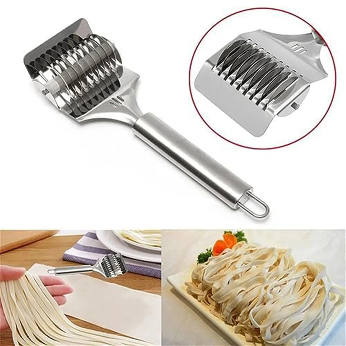 High Grade Stainless Steel Noodle Lattice Roller Dough Cutter for Kitchen Cooking Tools – Durable Stainless Steel Construction with Functional, Easy-Use Details