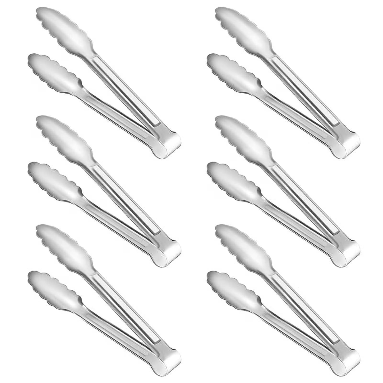 Unbranded 6 Pack Serving Tongs 7 Inch Stainless Steel Food Tongs for Salad Buffet Catering – Durable Stainless Steel Construction with Functional, Easy-Use Details