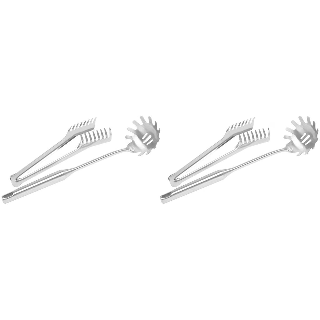 4 Pieces Stainless Steel Spaghetti Server Set Stainless Steel Spaghetti Pasta Tong Pasta Spoon Server Fork,2 x clip 2 x spoon,Silver – Durable Stainless Steel Construction with Functional, Easy-Use Details