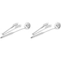 4 Pieces Stainless Steel Spaghetti Server Set Stainless Steel Spaghetti Pasta Tong Pasta Spoon Server Fork,2 x clip 2 x spoon,Silver – Durable Stainless Steel Construction with Functional, Easy-Use Details