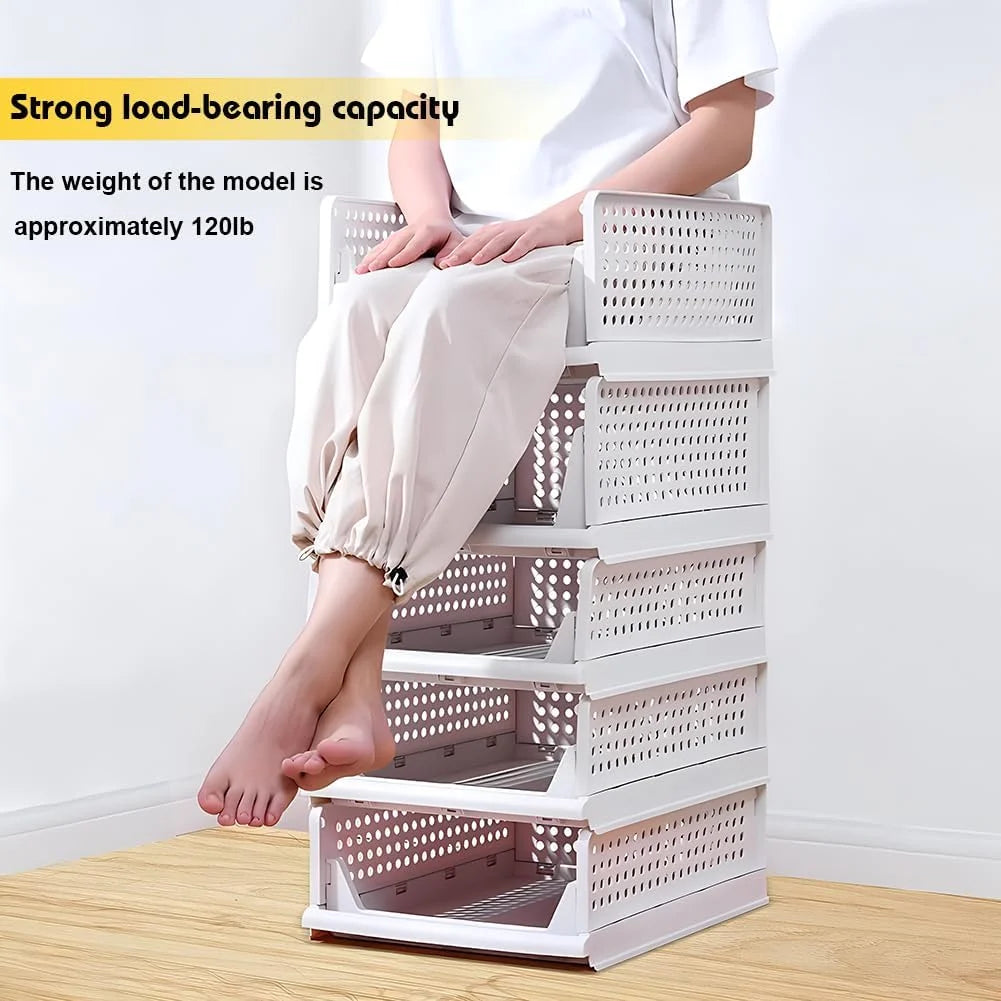 5 Pack Stackable Closet Storage Box,Closet Shelf Organizer and Storage Plastic Drawer Storage,Wardrobe Organizer Closet Organizers Storage Box for Cupboard Kitchen Office(5L) – Stackable Organization with Functional, Easy-Use Details
