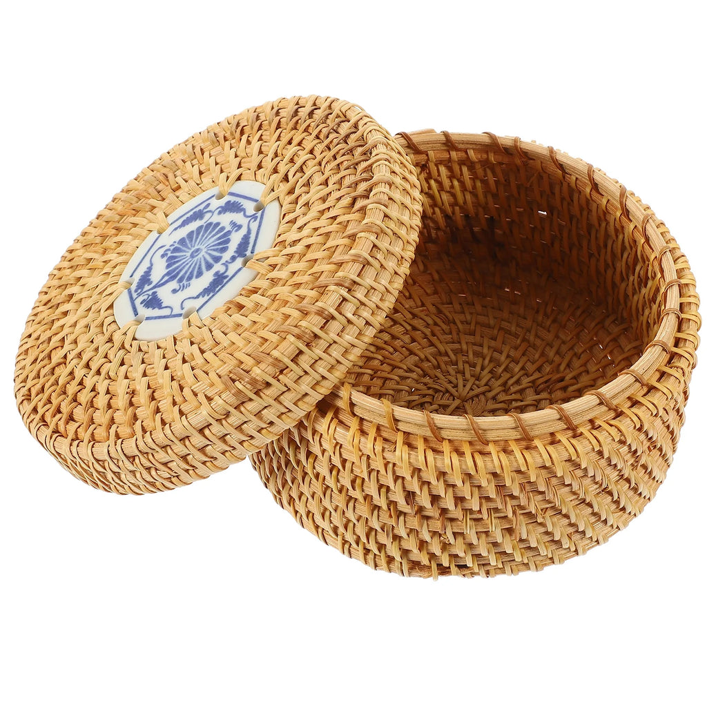 Toy Rattan Nut Box Household Storage Container 14X14X8CM – Practical Home Organization with Functional, Easy-Use Details