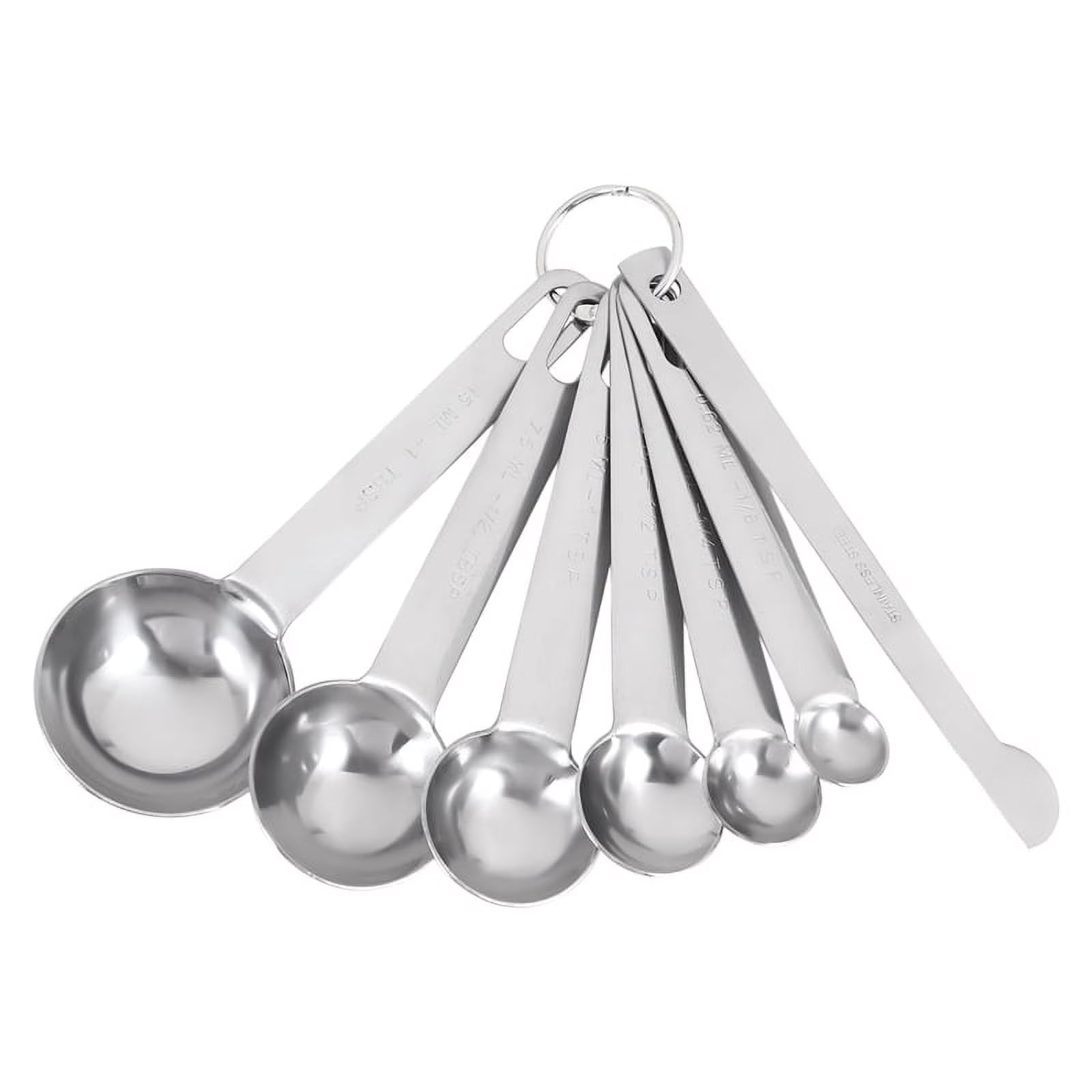 Stainless Steel Measuring Spoons Cups Set Small Tablespoon Teaspoons Set 6 with Bonus C4662 – Durable Stainless Steel Construction with Functional, Easy-Use Details