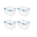 4-Pack 54 Qt Stackable Clear Storage Bins with Durable Latching Lids Space-Saving Sturdy Storage Box For Home Office Organization Clear Base and Lid – Stackable Organization with Functional, Easy-Use Details