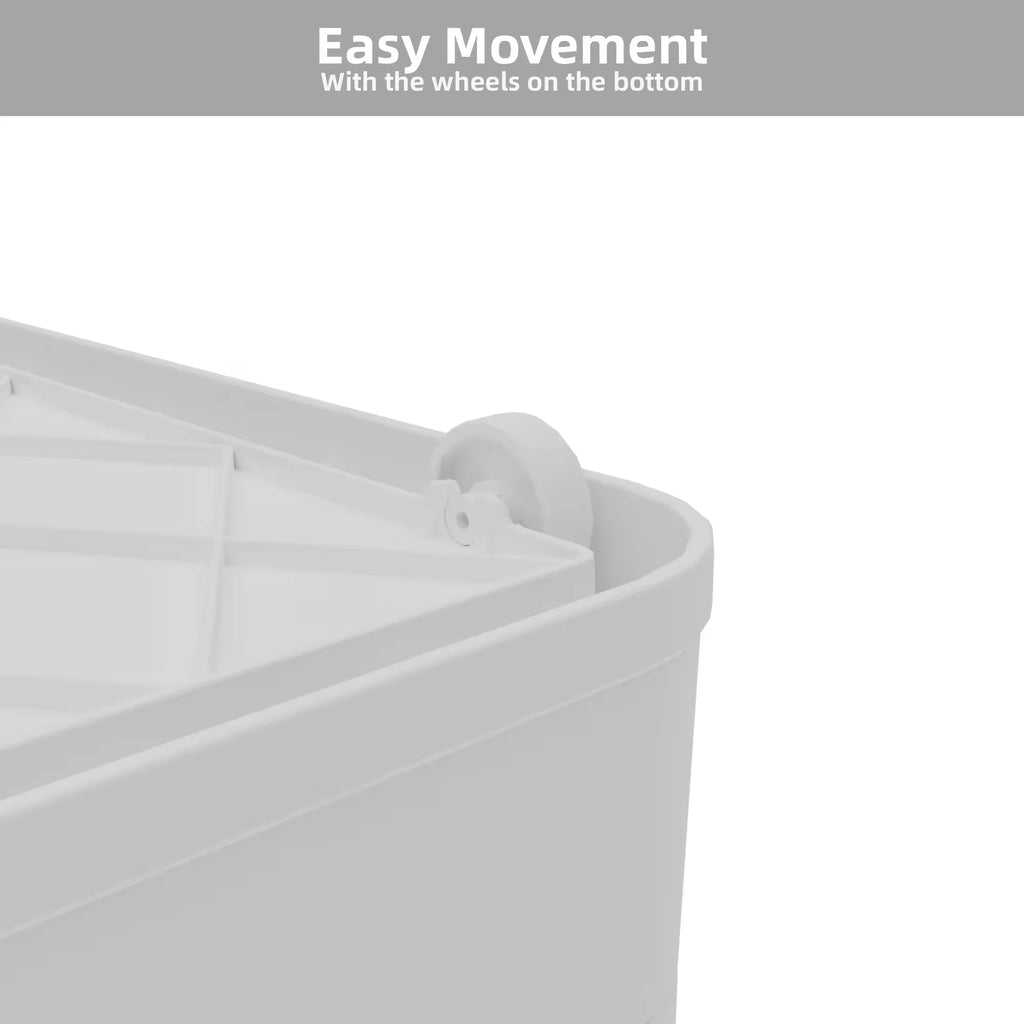 384QT 3-Pack Transparent Stackable Storage Bins with 5 Doors to Open with Wheels Folding Plastic Craft Containers Large Closet Organizers Box for Bedrooms Living Rooms Study Kids' Toys White – Stackable Organization with Functional, Easy-Use Details