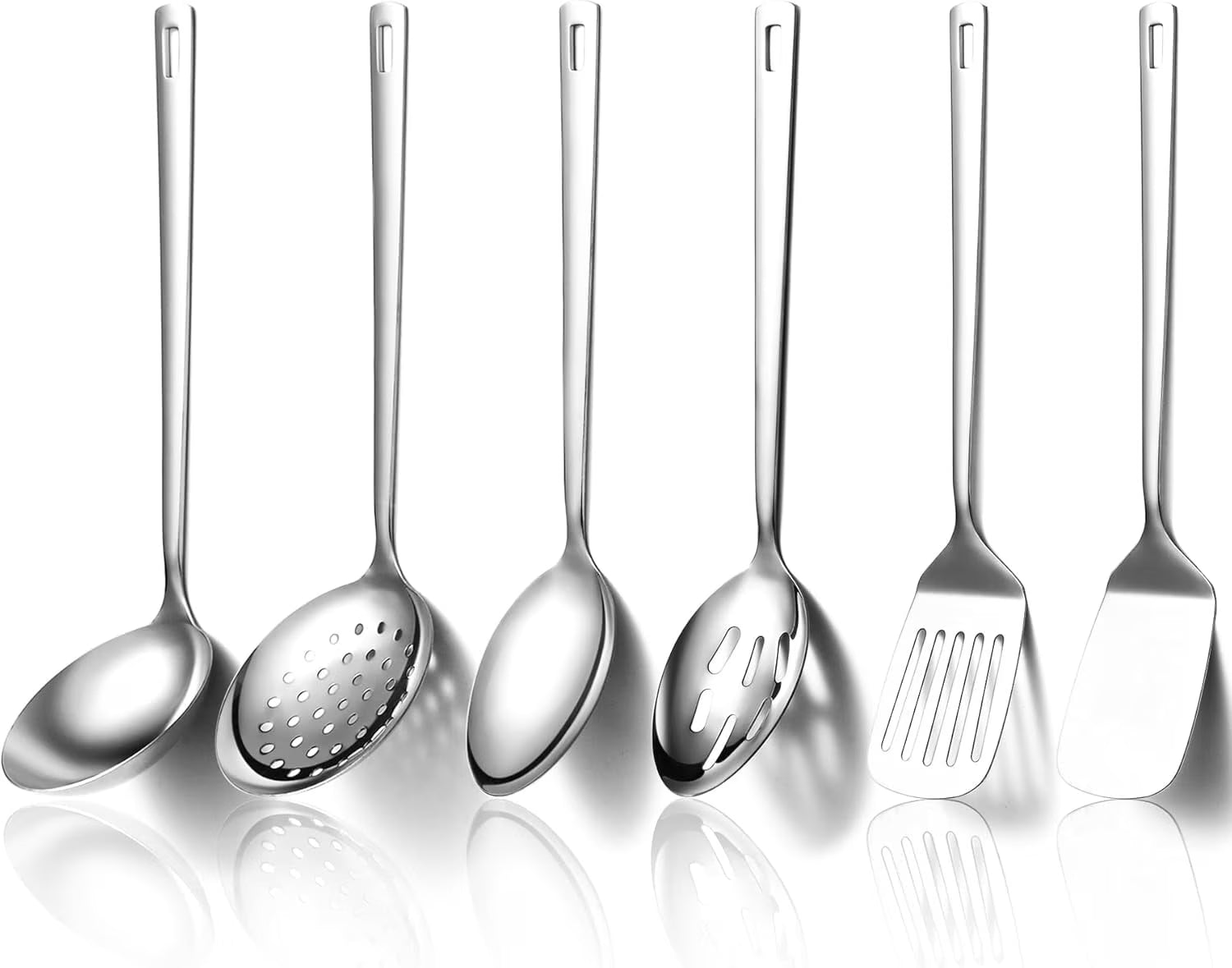 Kitchen Utensils Set 6pcs Stainless Steel Cooking Utensils Set Kitchen Tools Spatulas Set Home Essentials Kitchen Gadgets Accessories – Durable Stainless Steel Construction with Functional, Easy-Use Details