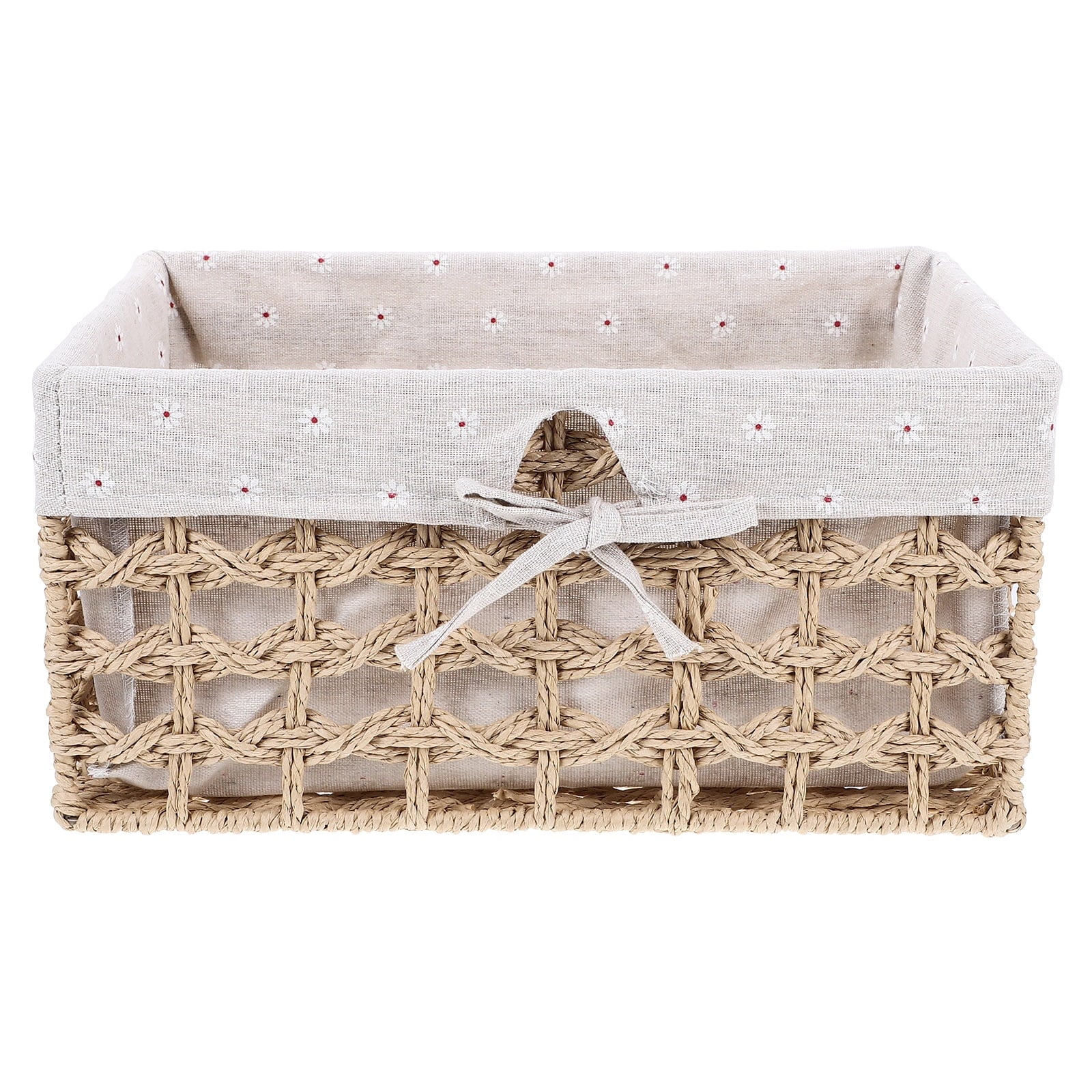Rustic Storage Bins Grass Basket Cube Boxes with Lids Fabric Toy Sundries – Multiroom Organization Format with Functional, Easy-Use Details