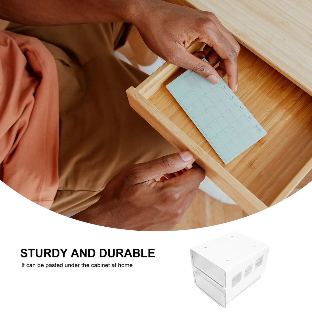 Double Storage Box Desktop Boxes Bins Table Shelf Office White – Multiroom Organization Format with Functional, Easy-Use Details