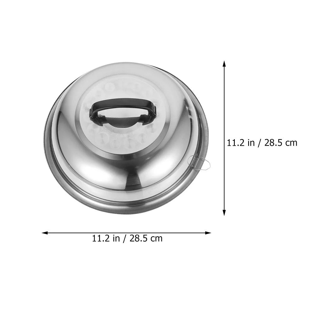 unbranded 2Pcs Stainless Steel Pot Covers 28.5cm Pot Lids Kitchen Accessories (Silver) – Durable Stainless Steel Construction with Functional, Easy-Use Details