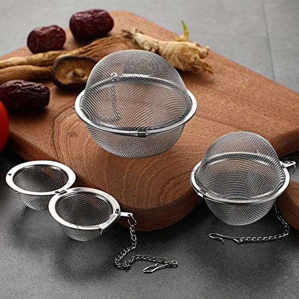 3pcs Stainless steel fine mesh seasoning ball kitchen soup spice stew filter kitchen tool metal tea bag tea ball (3pcs Round Shape),Silver,5cm/6cm/7cm – Durable Stainless Steel Construction with Functional, Easy-Use Details