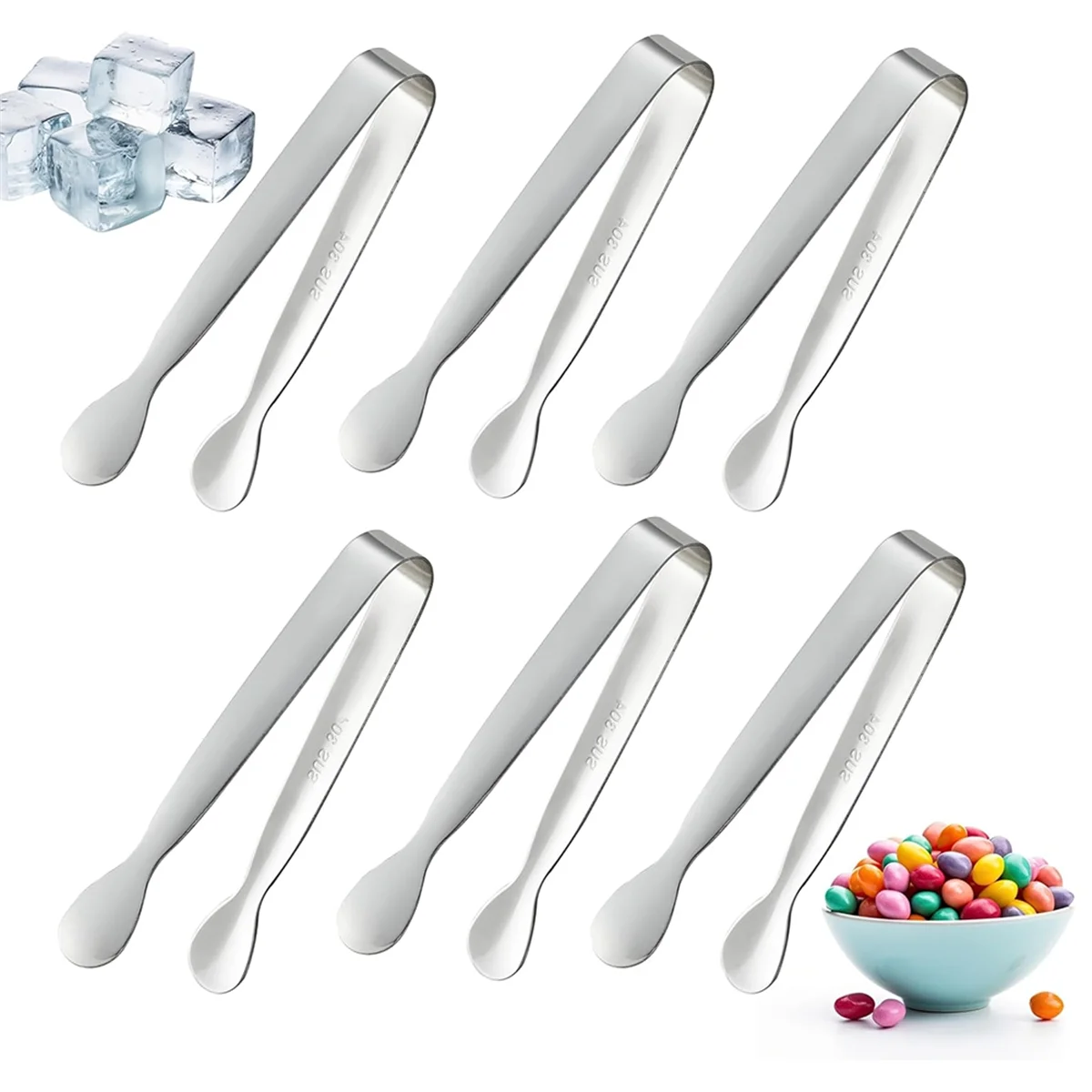 6PCS Mini Small Tiny Tongs 4.25Inch Stainless Steel Small Tongs for Serving Food Kitchen 304stainless Steel – Durable Stainless Steel Construction with Functional, Easy-Use Details
