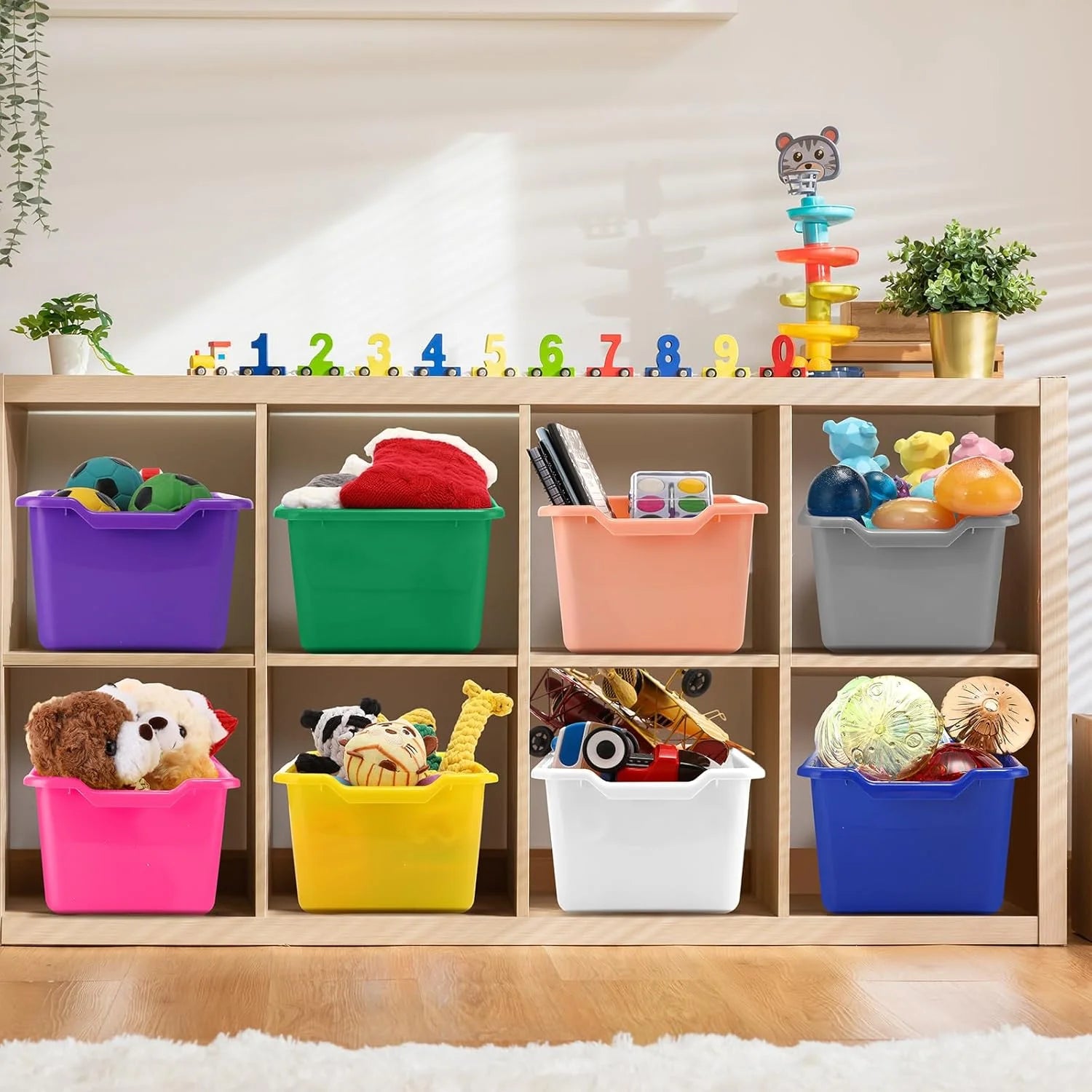 24 Pcs Plastic Cubby Bins Classroom Cubby Organization Book Bins for Classroom Bulk Toy Storage Baskets Stackable Assorted Colors Storage Containers for Home Office School Nursery Playroom – Stackable Organization with Functional, Easy-Use Details