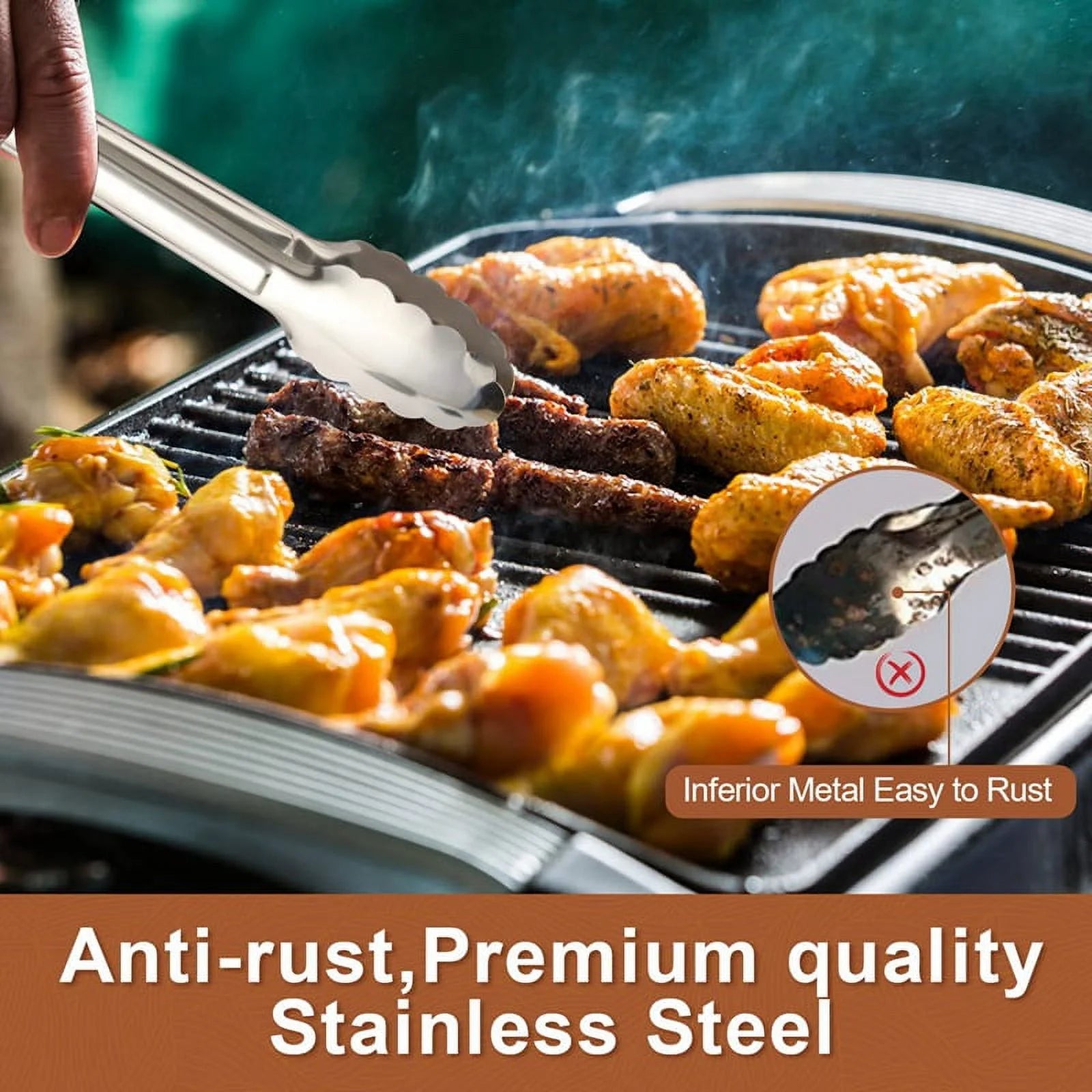 Unbranded 6 Pack Serving Tongs 7 Inch Stainless Steel Food Tongs for Salad Buffet Catering – Durable Stainless Steel Construction with Functional, Easy-Use Details