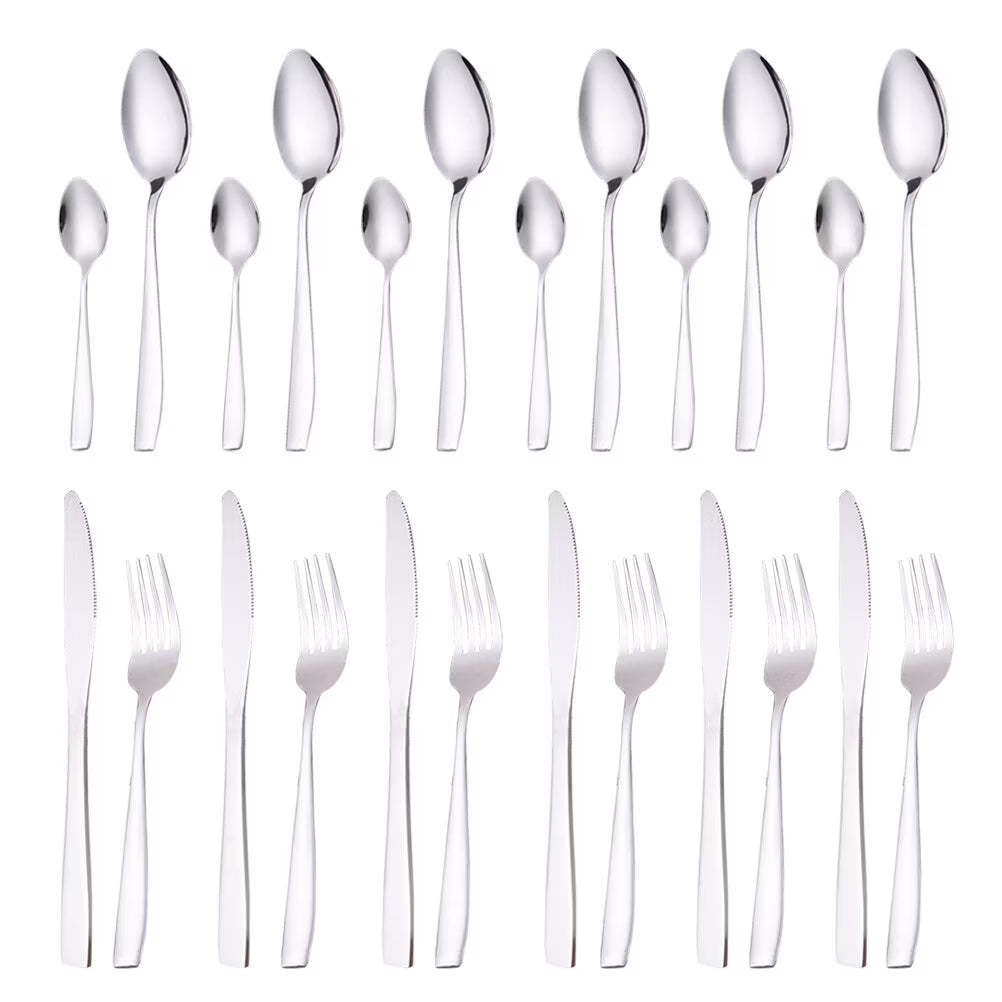 unbranded24 Pcs Stainless Flatware Steel Dish Drying Rack Countertop Cutlery Holder – Convenient Multi-Piece Set with Functional, Easy-Use Details