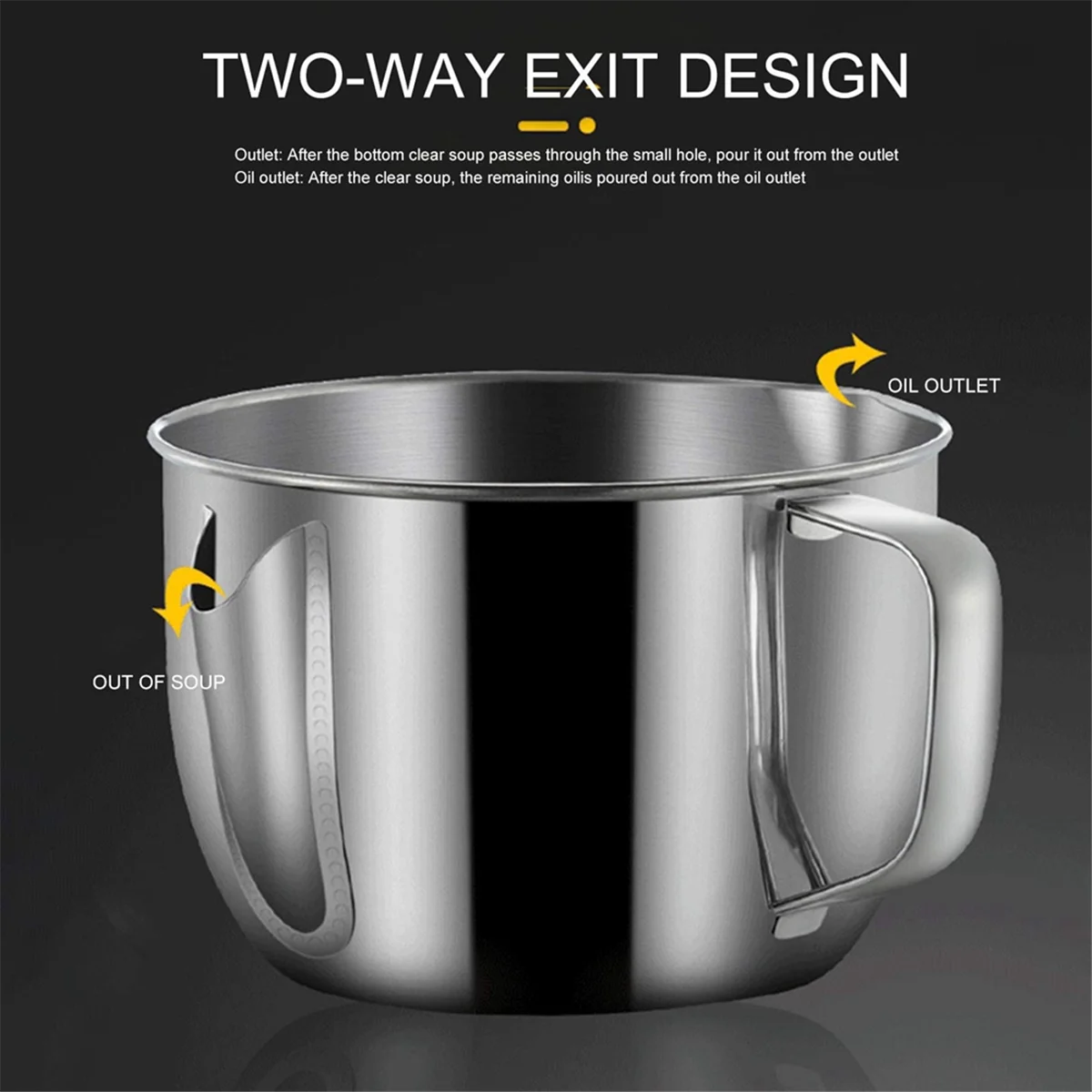 Stainless Steel Fat Separator 1L/4 Cup Gravy Grease with Strainer and Glass Lid Soup Oil Cup – Durable Stainless Steel Construction with Functional, Easy-Use Details
