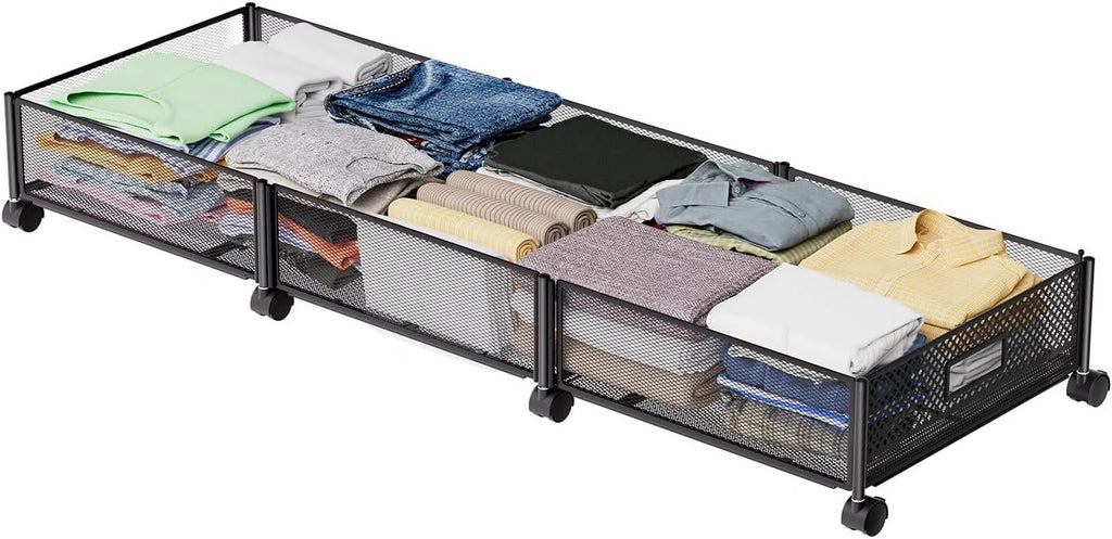 47.2'' Long Under Bed Storage on Wheels 57.6L Large Capacity Rolling Under the Bed Storage Containers Tool-Free Assembly Foldable Underbed Shoes Clothes Toy Drawers – Everyday Household Format with Functional, Easy-Use Details