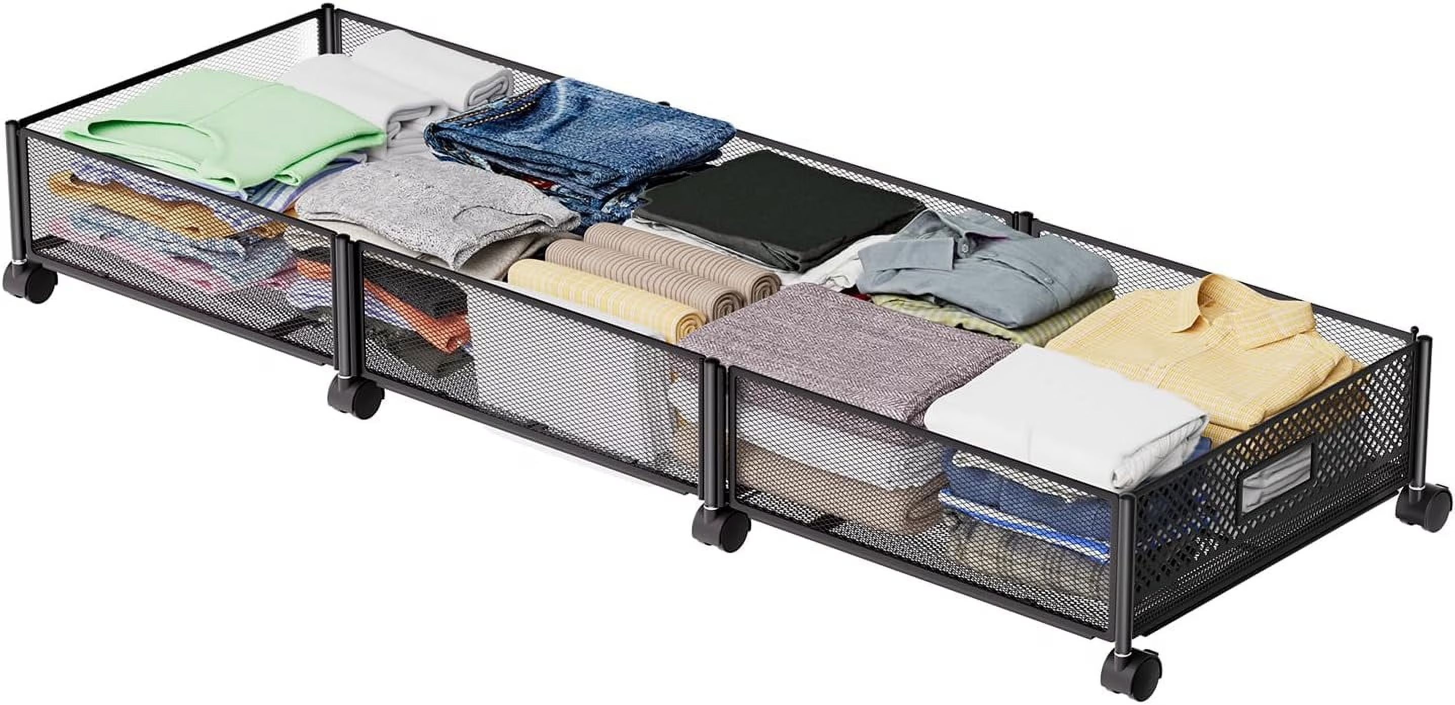 47.2'' Long Under Bed Storage on Wheels 57.6L Large Capacity Rolling Under the Bed Storage Containers Tool-Free Assembly Foldable Underbed Shoes Clothes Toy Drawers – Everyday Household Format with Functional, Easy-Use Details