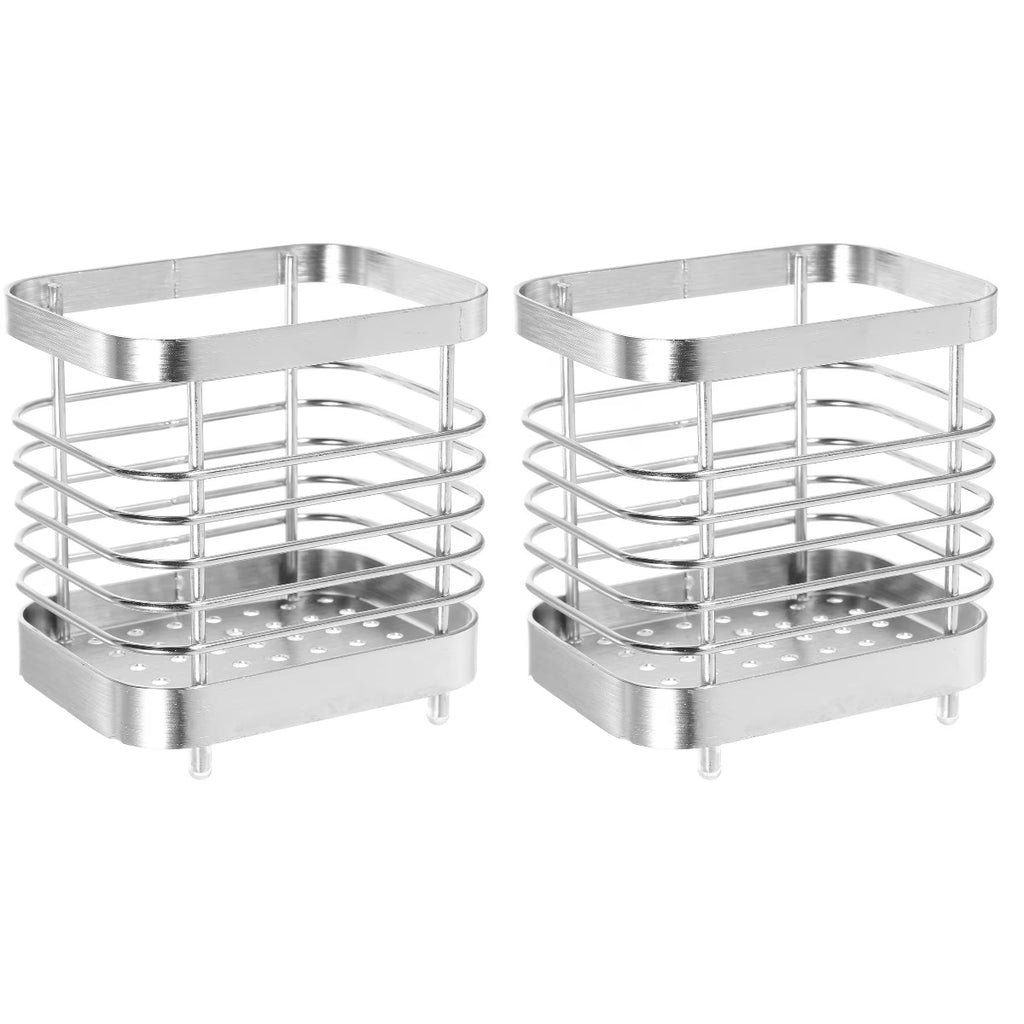 unbranded 2pcs Stainless Steel Cutlery Holder Kitchen Worktop Spoon Stand Space-saving Kitchen Utensil Holder – Durable Stainless Steel Construction with Functional, Easy-Use Details