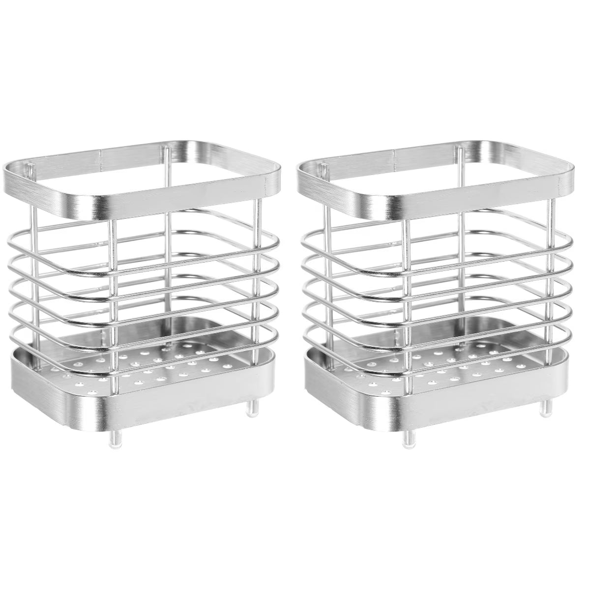 unbranded 2pcs Stainless Steel Cutlery Holder Kitchen Worktop Spoon Stand Space-saving Kitchen Utensil Holder – Durable Stainless Steel Construction with Functional, Easy-Use Details