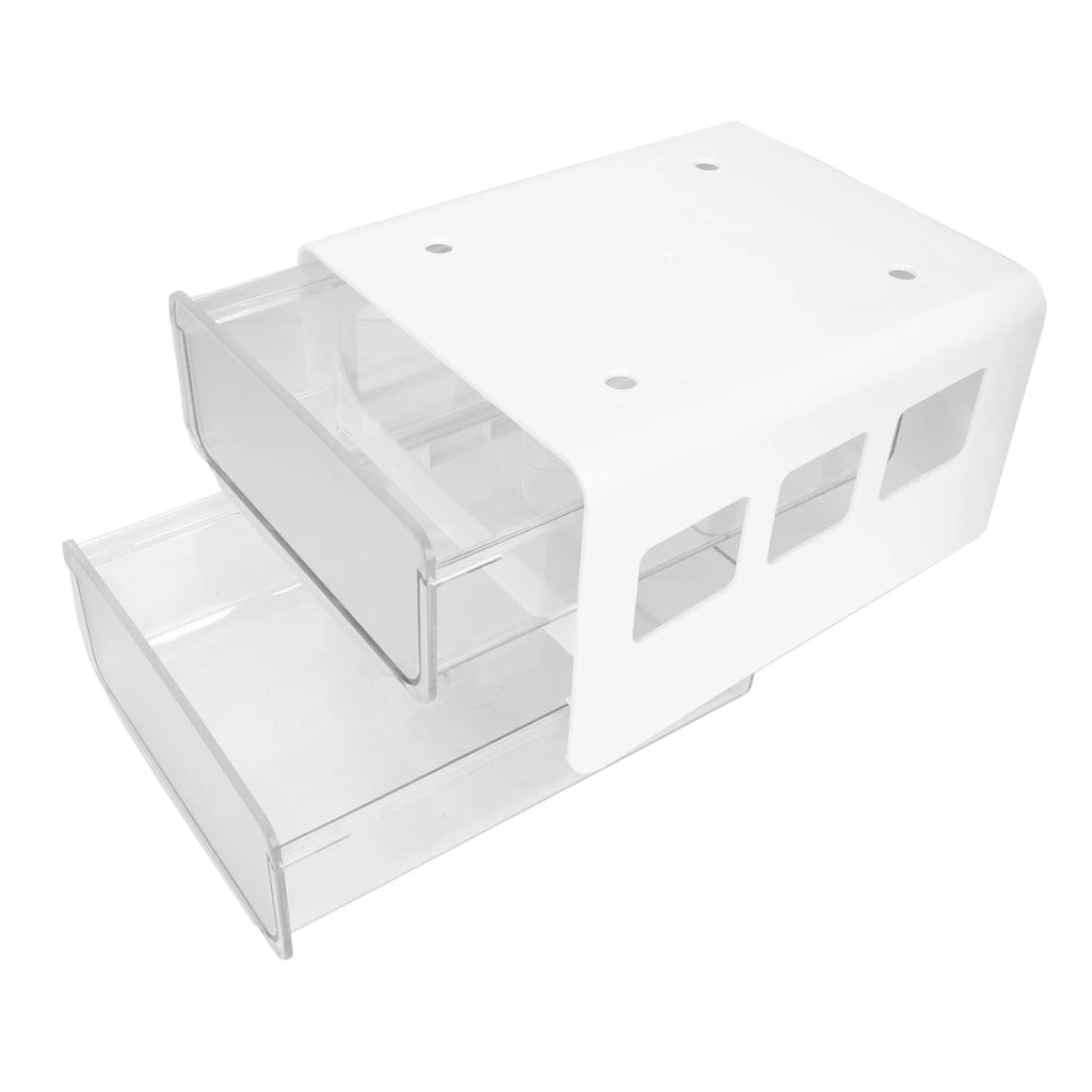 Double Storage Box Desktop Boxes Bins Table Shelf Office White – Multiroom Organization Format with Functional, Easy-Use Details