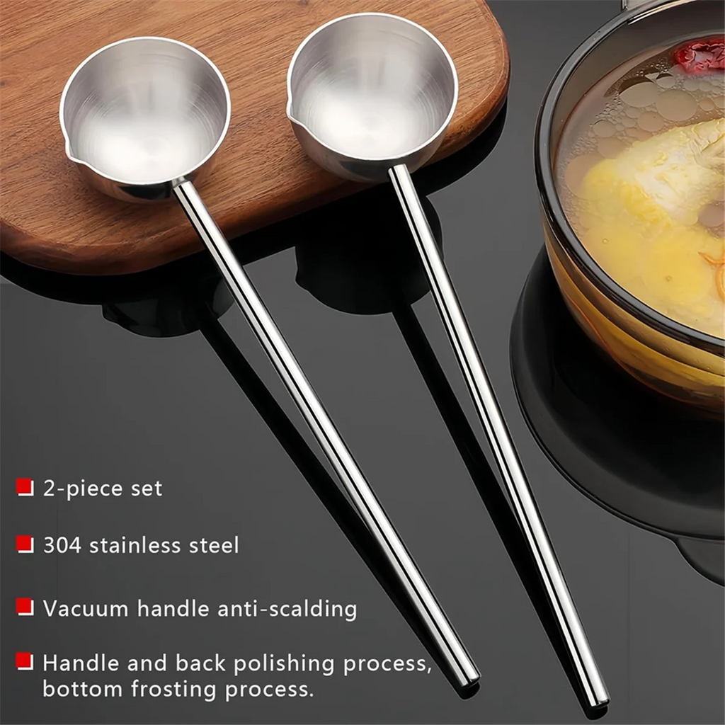 Small Soup Ladle Stainless Steel Metal Deep Spoon with Pour Spout 2 Oz Long Handle Gravy Ladles Heat- 10.5 Inch – Convenient Carry Handles with Functional, Easy-Use Details