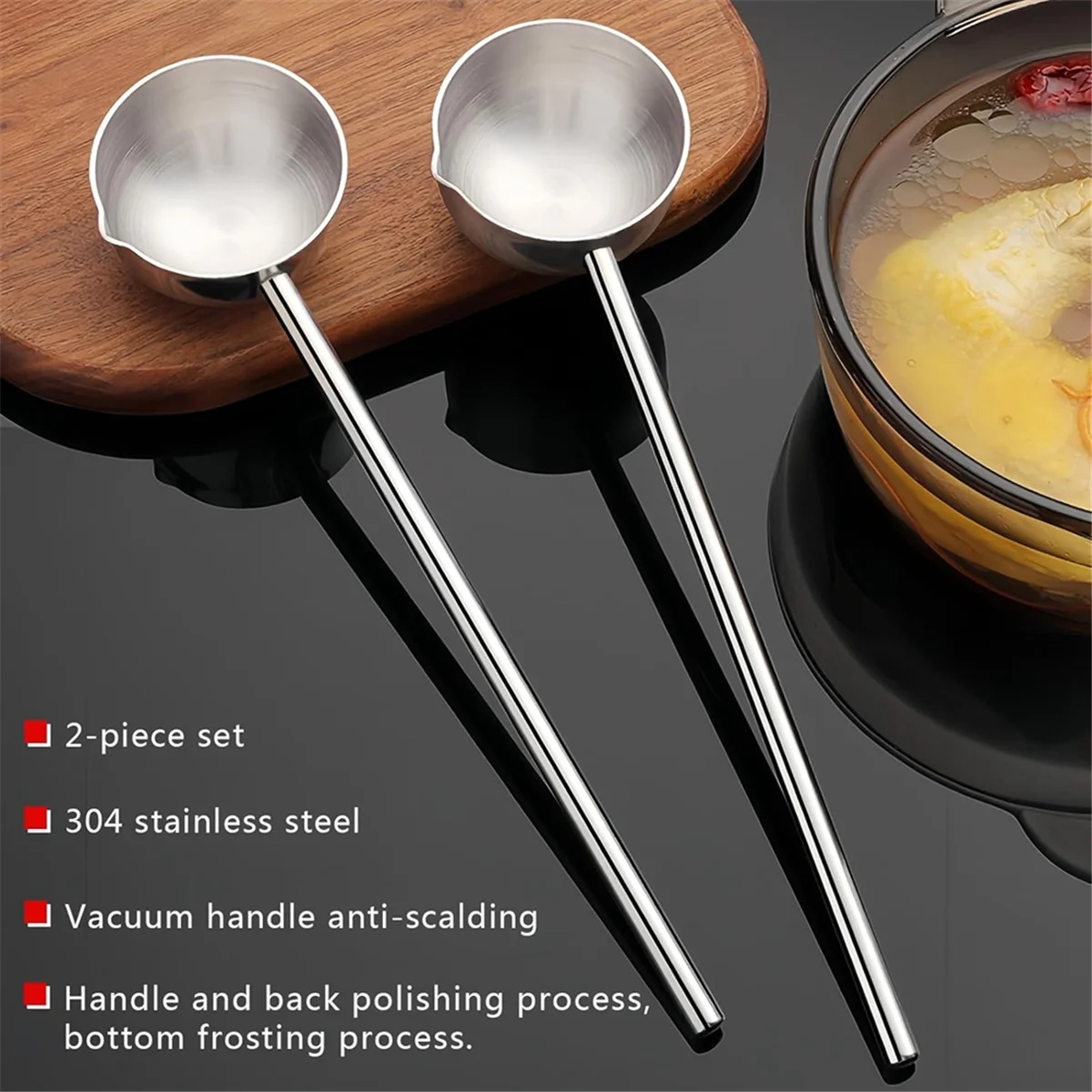 Small Soup Ladle Stainless Steel Metal Deep Spoon with Pour Spout 2 Oz Long Handle Gravy Ladles Heat- 10.5 Inch – Convenient Carry Handles with Functional, Easy-Use Details