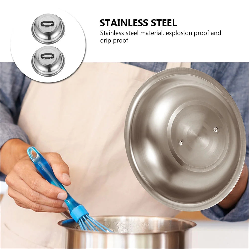 unbranded 2Pcs Stainless Steel Pot Covers 28.5cm Pot Lids Kitchen Accessories (Silver) – Durable Stainless Steel Construction with Functional, Easy-Use Details