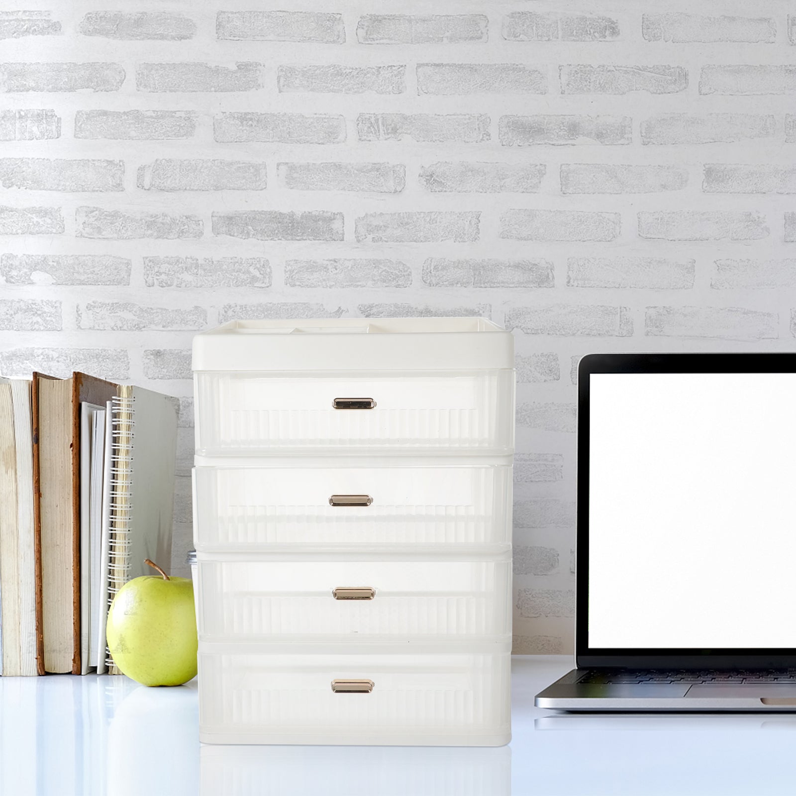 Skincare Desktop Storage Box 32.00X23.00X17.00CM White – Practical Home Organization with Functional, Easy-Use Details