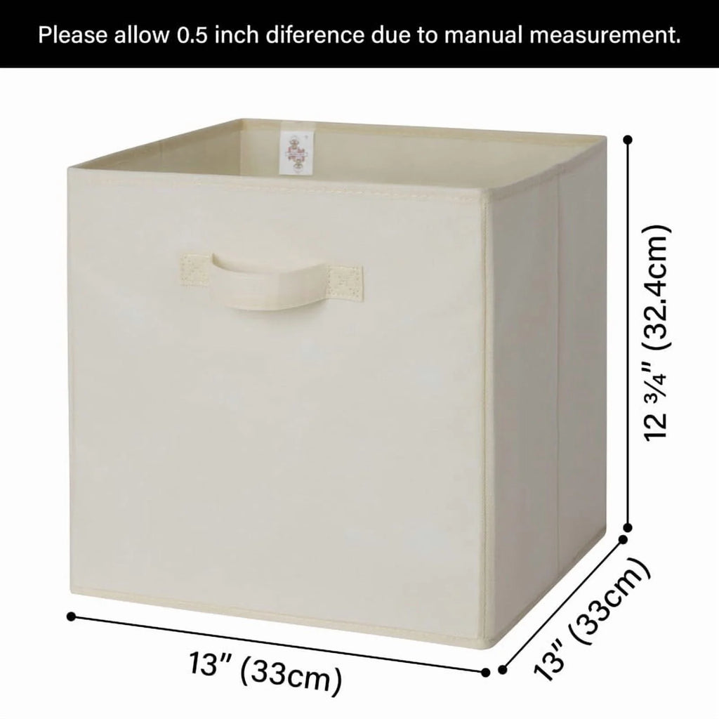 13 Inch Fabric Storage Cubes - Sturdy Collapsible Storage Bins & Handle，Storage Organizer for Organizing Beige Storage Baskets 6-Pack – Everyday Household Format with Functional, Easy-Use Details