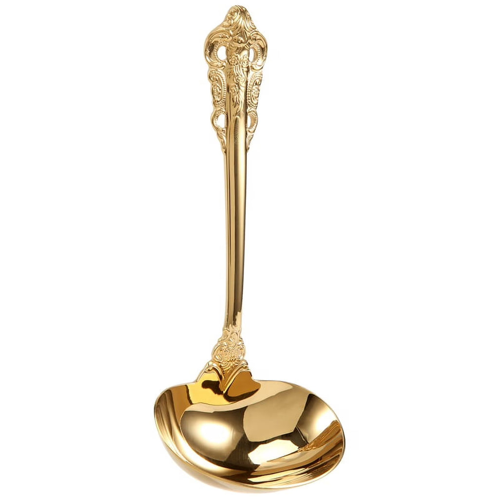 304 Stainless Steel Soup Ladle Cooking Tool Kitchen Gold Plated Spoon – Durable Stainless Steel Construction with Functional, Easy-Use Details