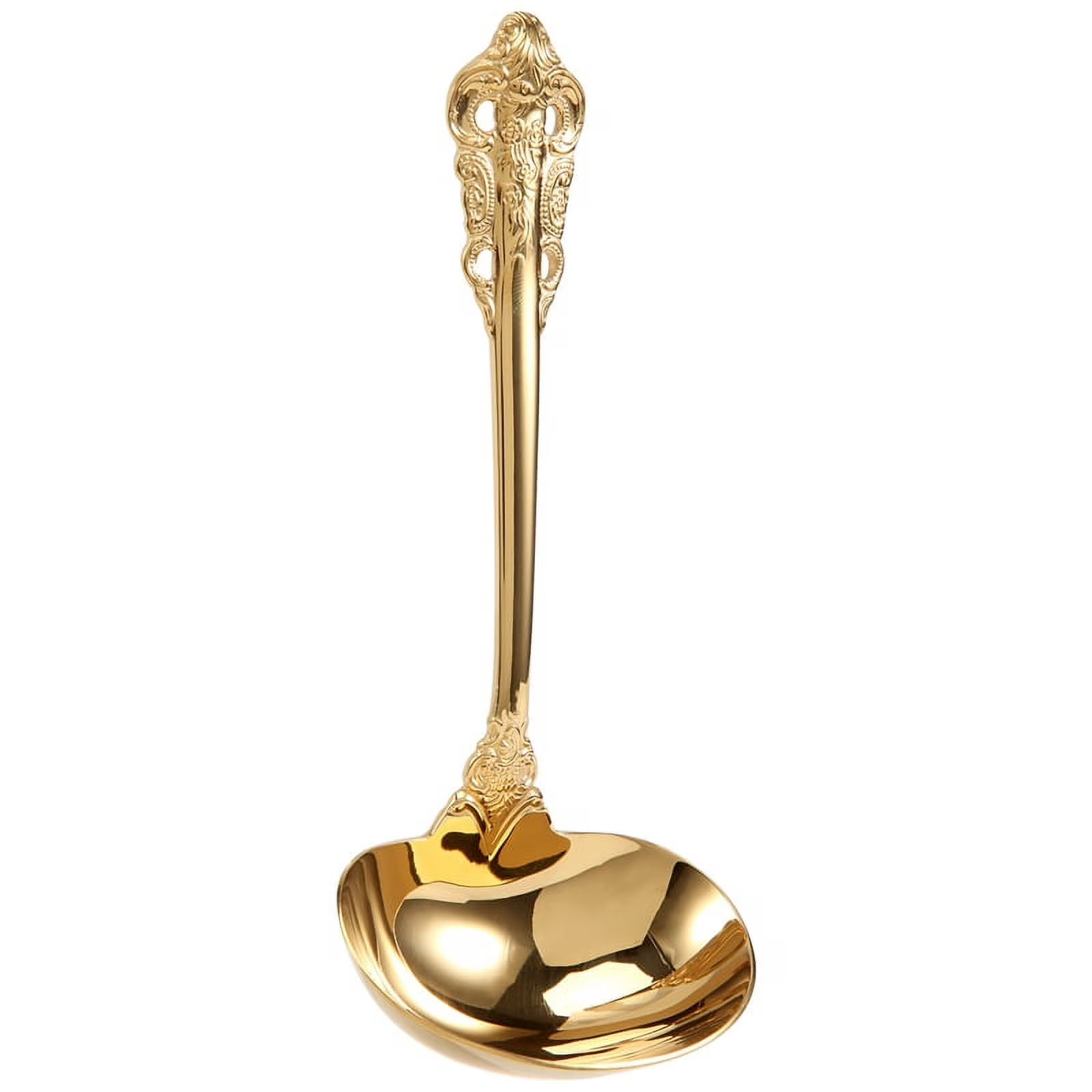 304 Stainless Steel Soup Ladle Cooking Tool Kitchen Gold Plated Spoon – Durable Stainless Steel Construction with Functional, Easy-Use Details