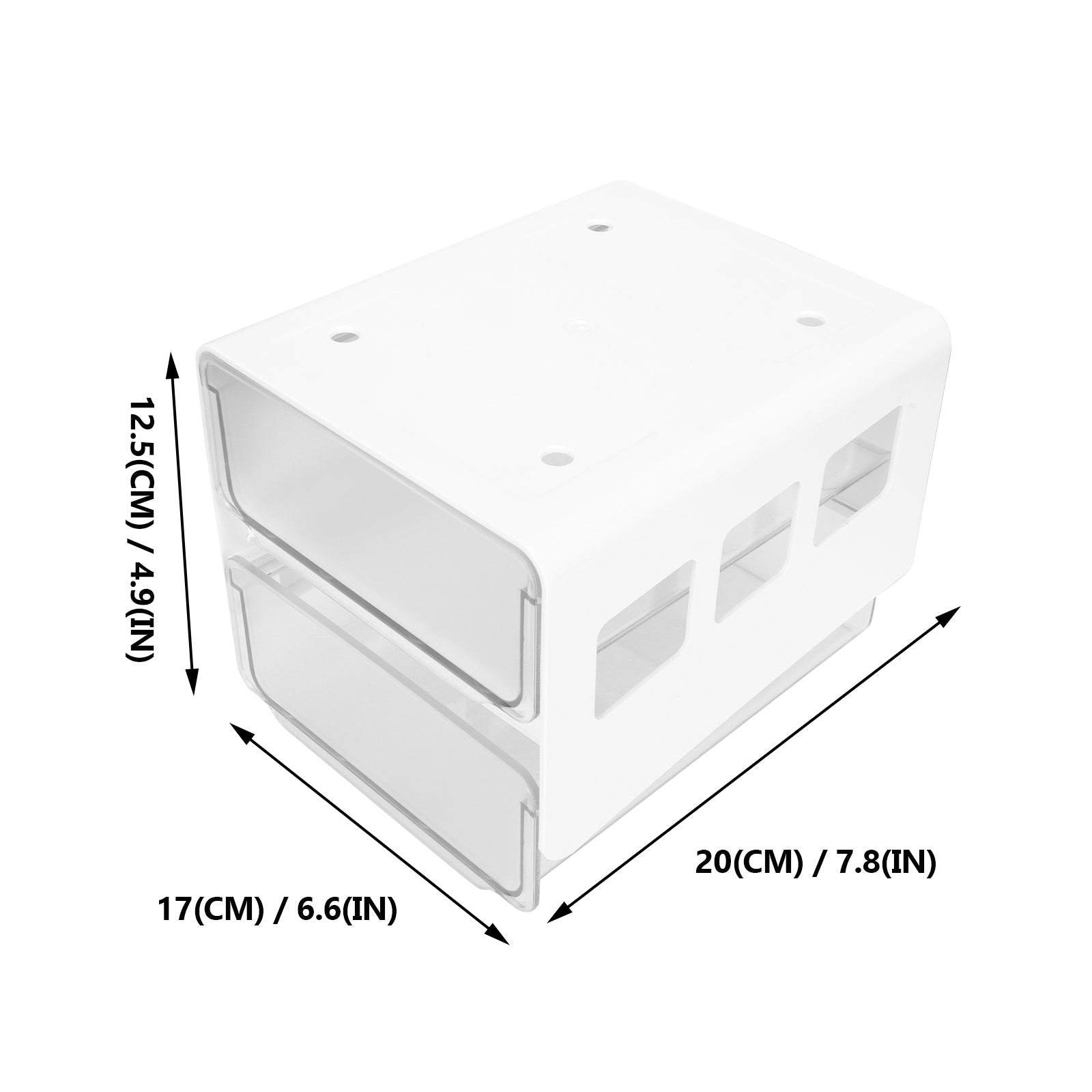 Double Storage Box Desktop Boxes Bins Table Shelf Office White – Everyday Household Format with Functional, Easy-Use Details