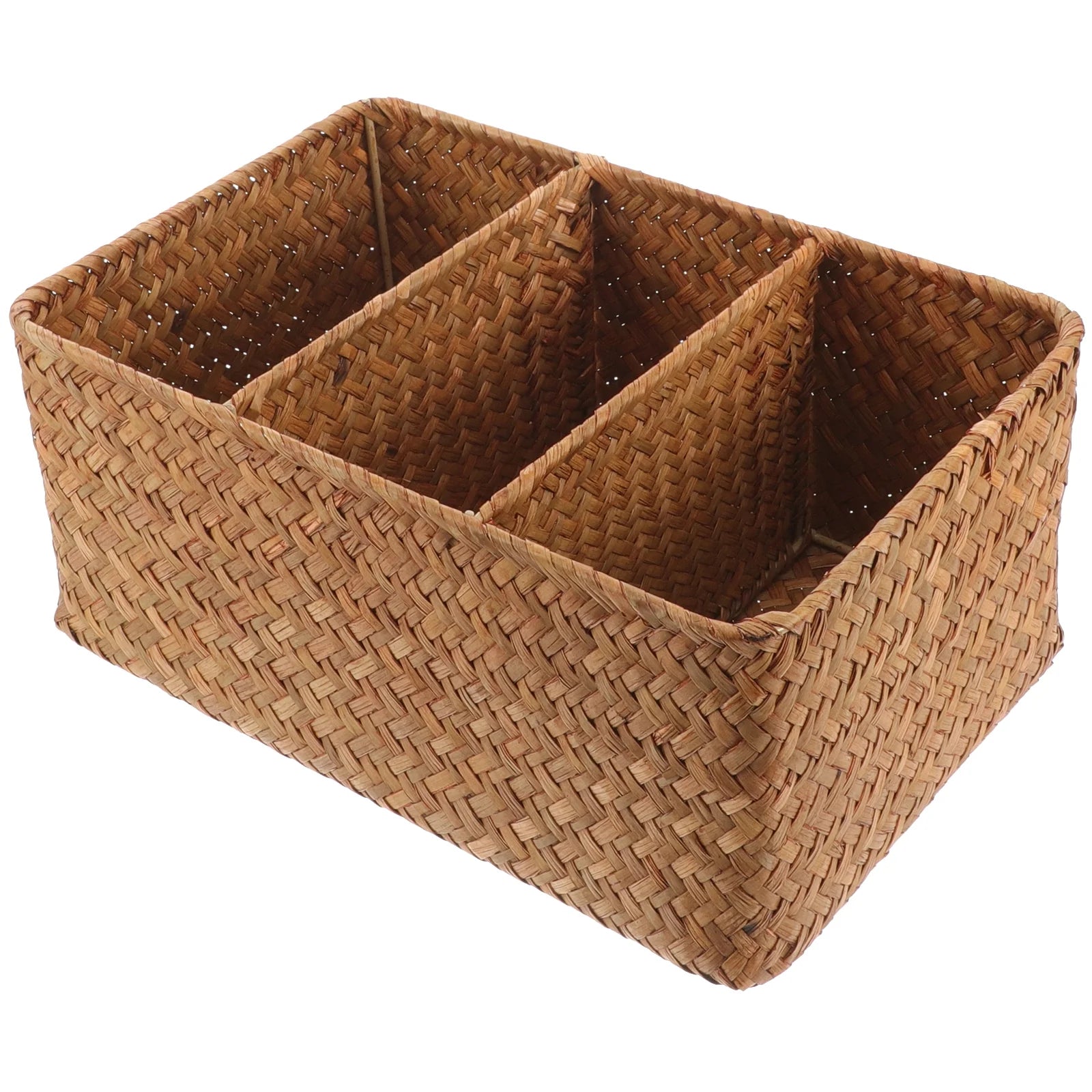Straw Desktop Storage Box Pantry Basket Bins Hamper for Shelves with Lid Chocolate – Secure Lid Design with Functional, Easy-Use Details