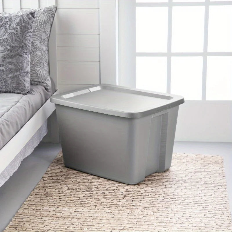 2-Pack 18 Gallon Heavy-Duty Plastic Storage Bins with Snap-On Lids - Durable Stackable Gray Organizers for Home Garage Pantry & Office - Space-Saving Rectangular Design with Reinforced Handles – Stackable Organization with Functional, Easy-Use Details