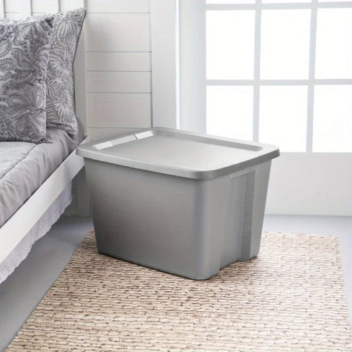 2-Pack 18 Gallon Heavy-Duty Plastic Storage Bins with Snap-On Lids - Durable Stackable Gray Organizers for Home Garage Pantry & Office - Space-Saving Rectangular Design with Reinforced Handles – Stackable Organization with Functional, Easy-Use Details